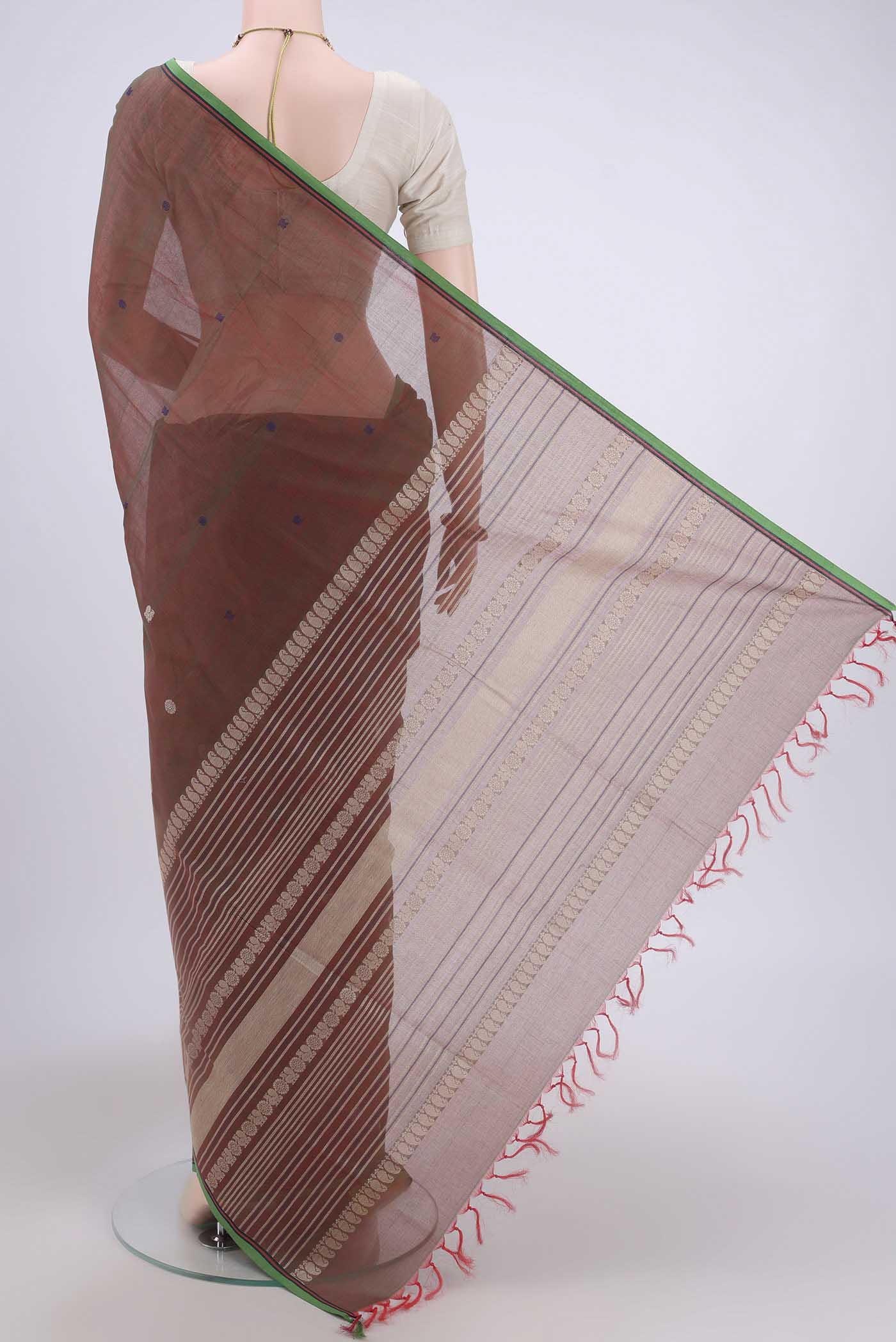 Rust Coimbatore Cotton Saree - Image 3