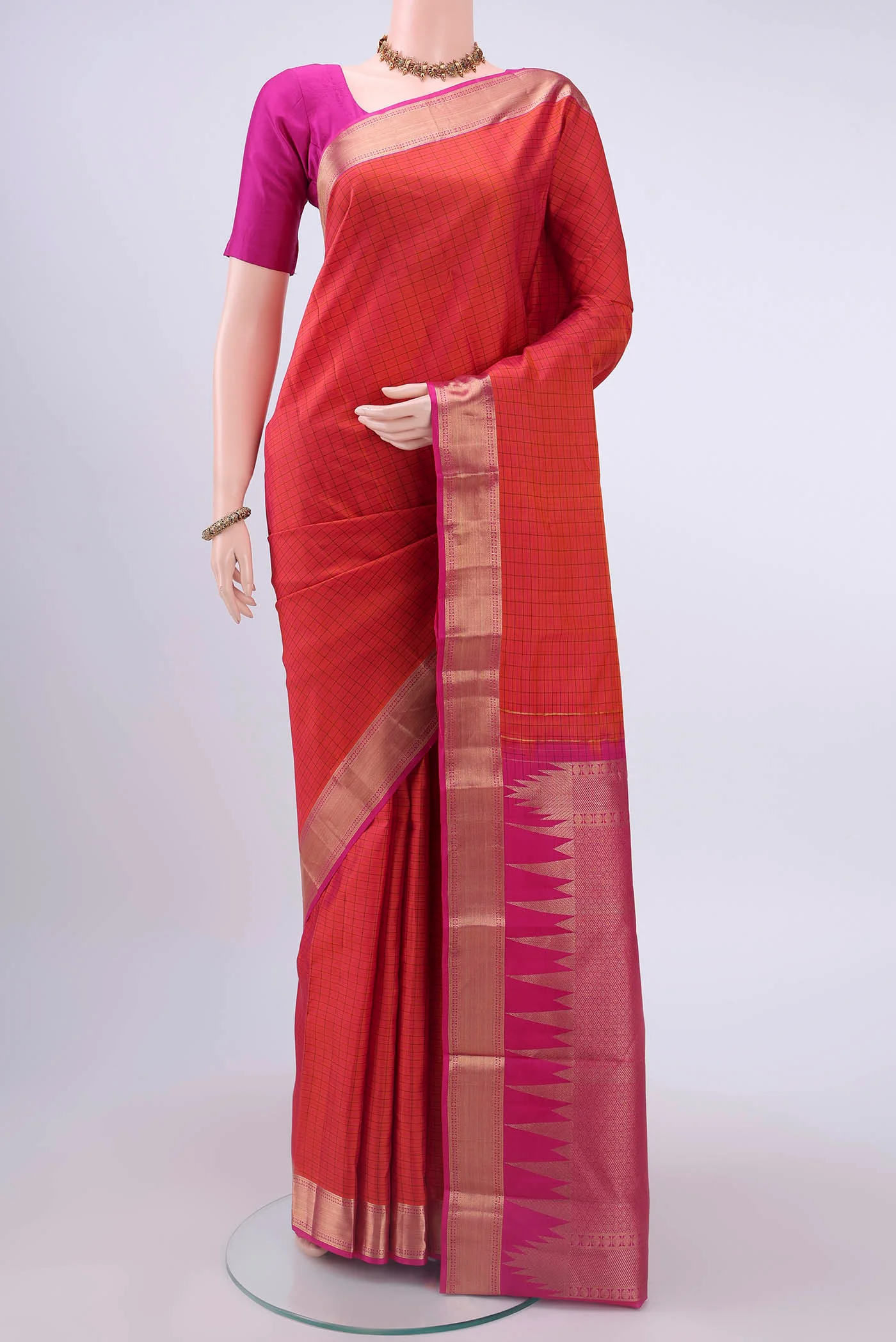 Orange Kanchipuram Silk Saree