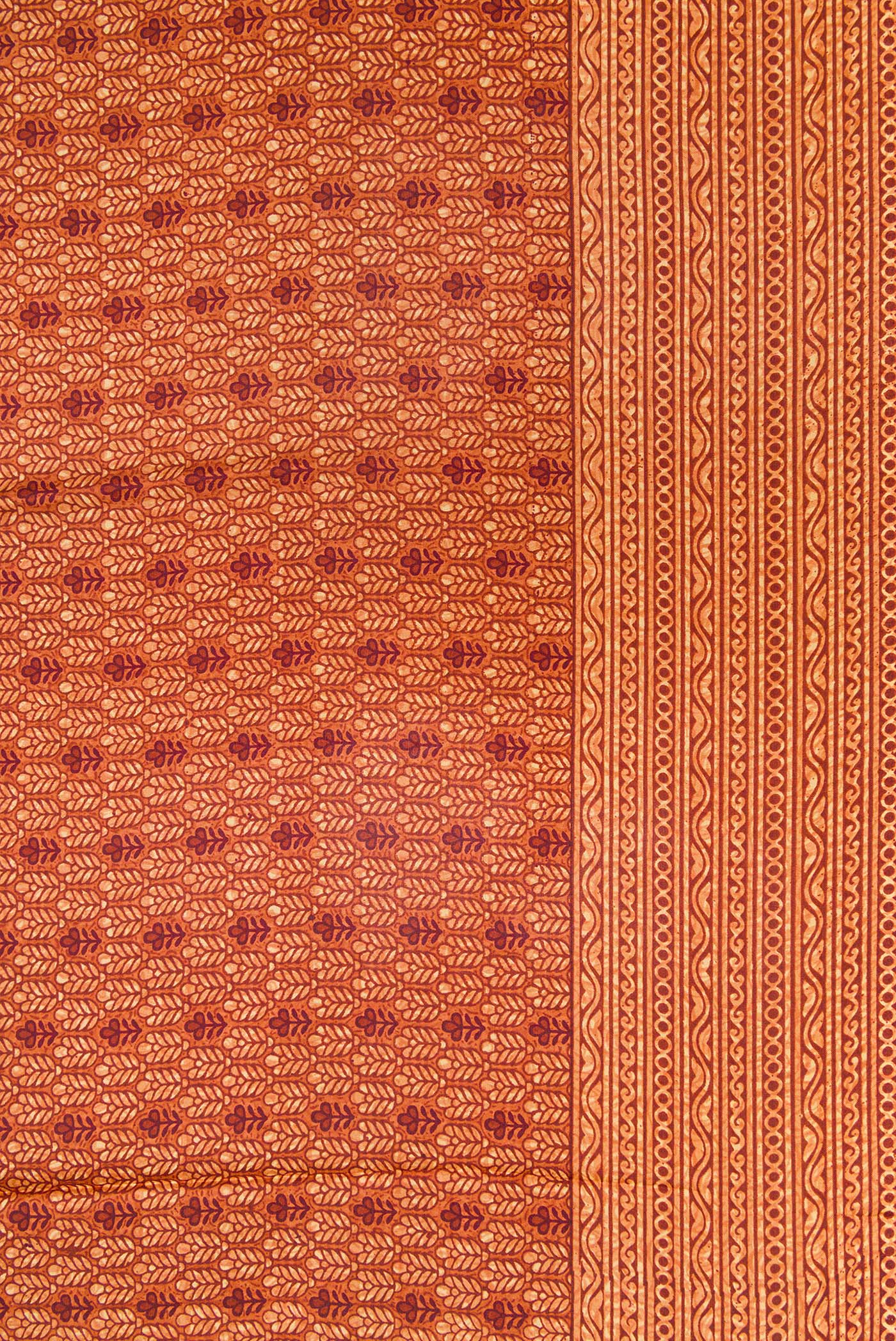 Rust Printed Silk Saree - Image 3