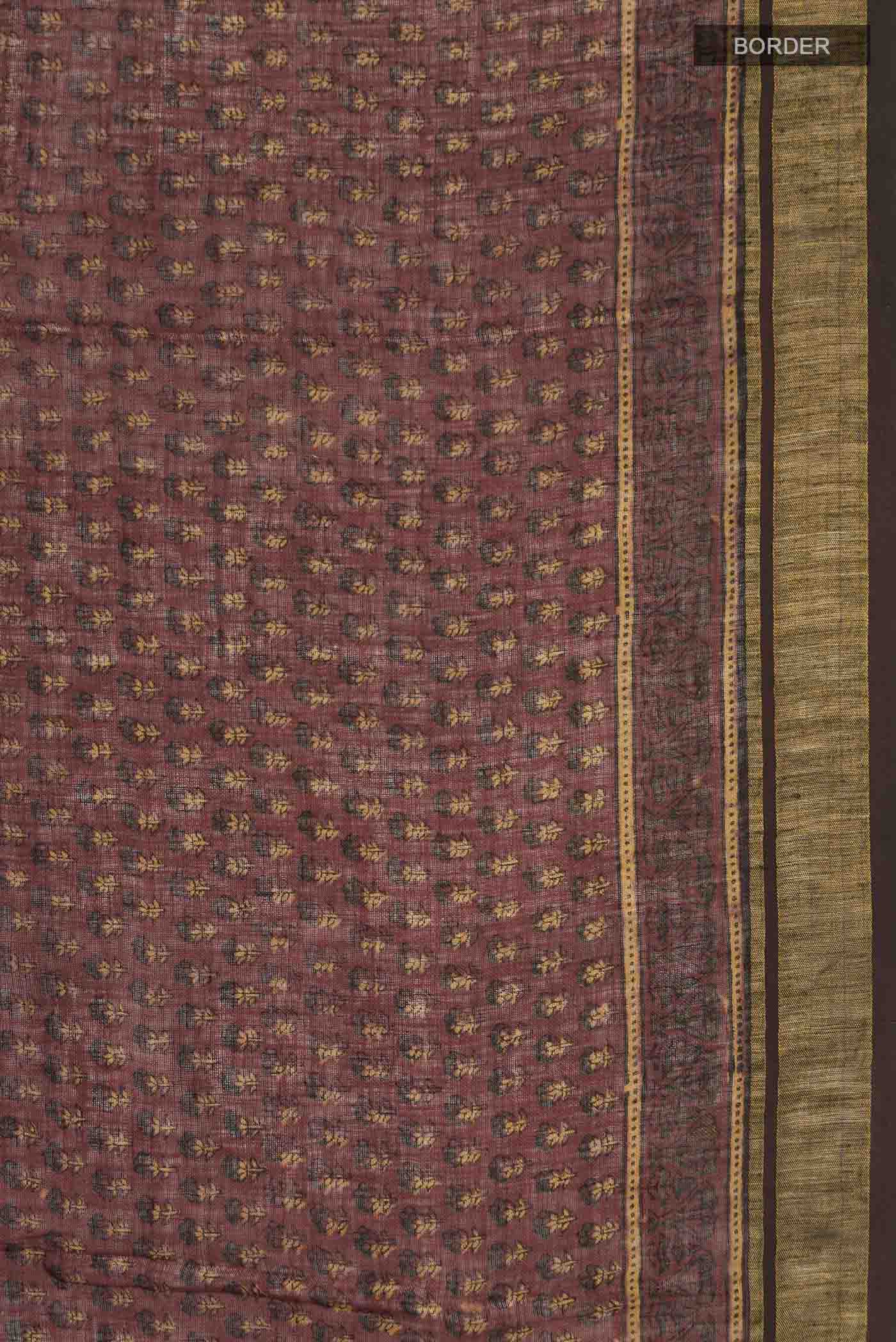 Rust Kalamkari Cotton Saree - Image 3