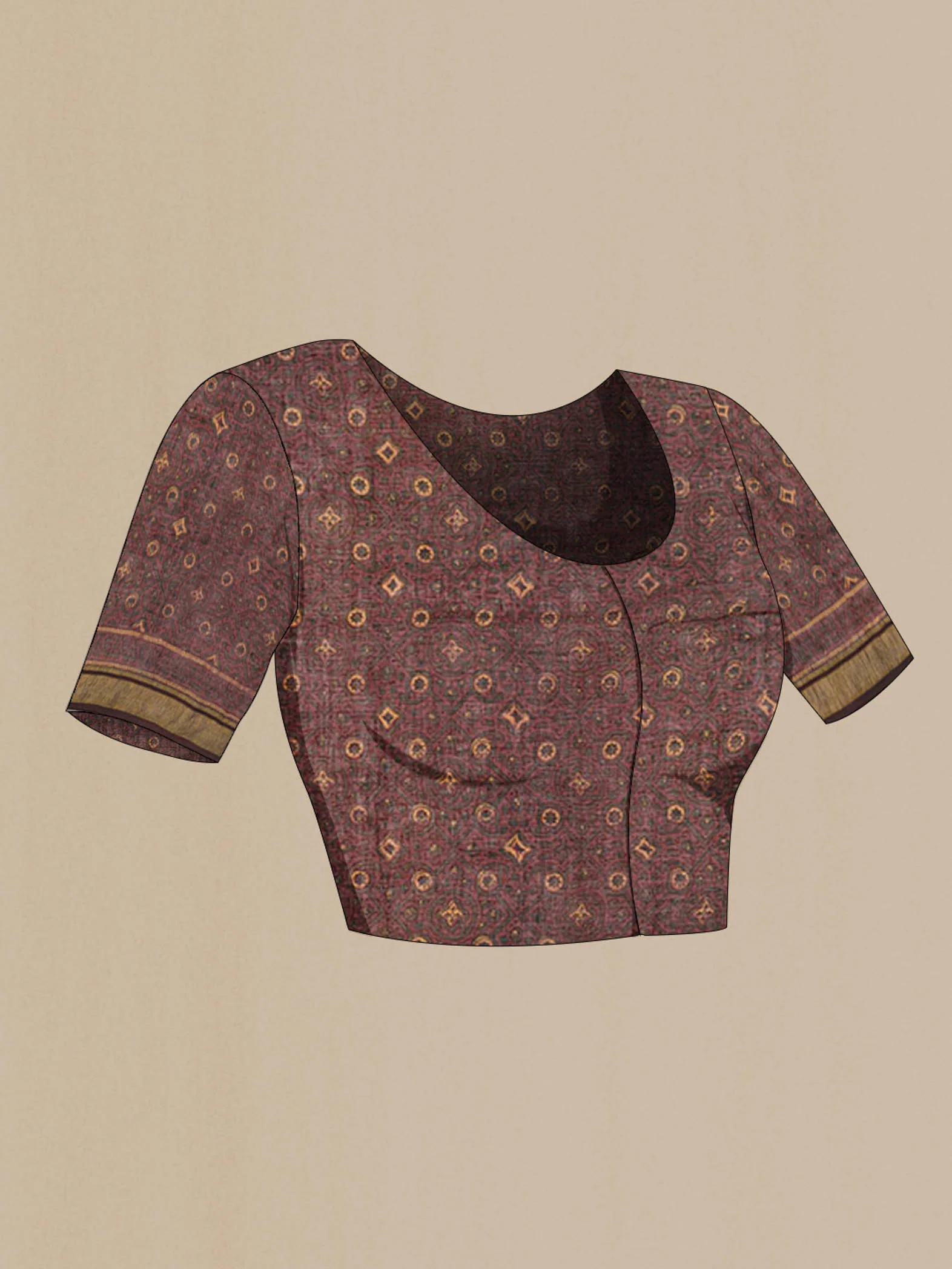 Rust Kalamkari Cotton Saree - Image 4