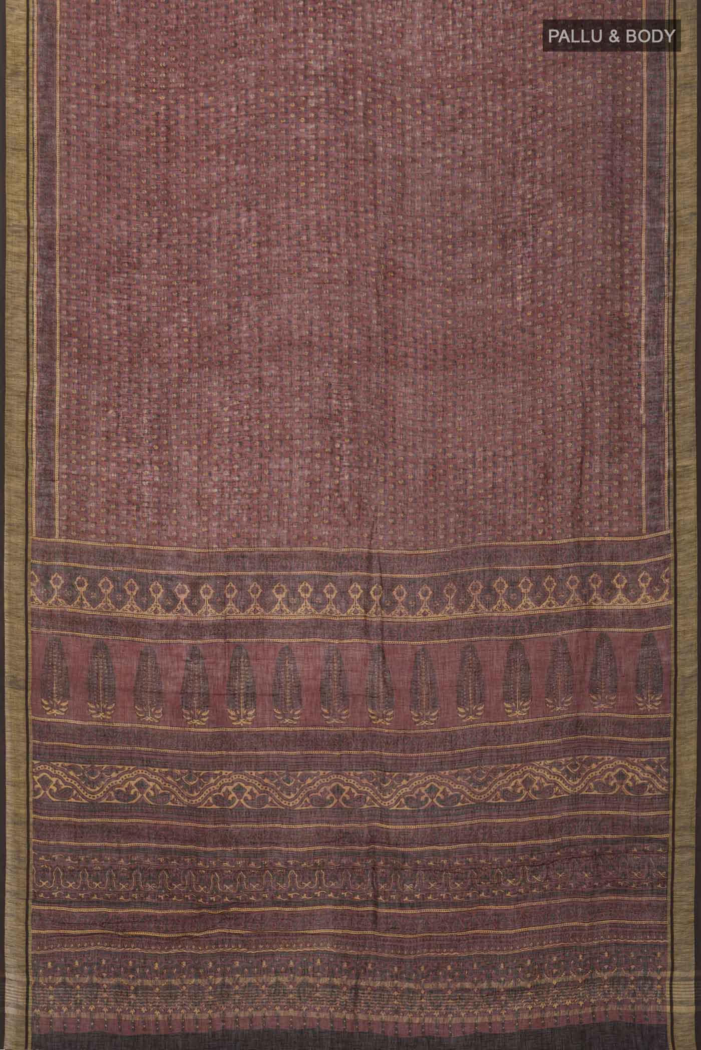 Rust Kalamkari Cotton Saree - Image 5