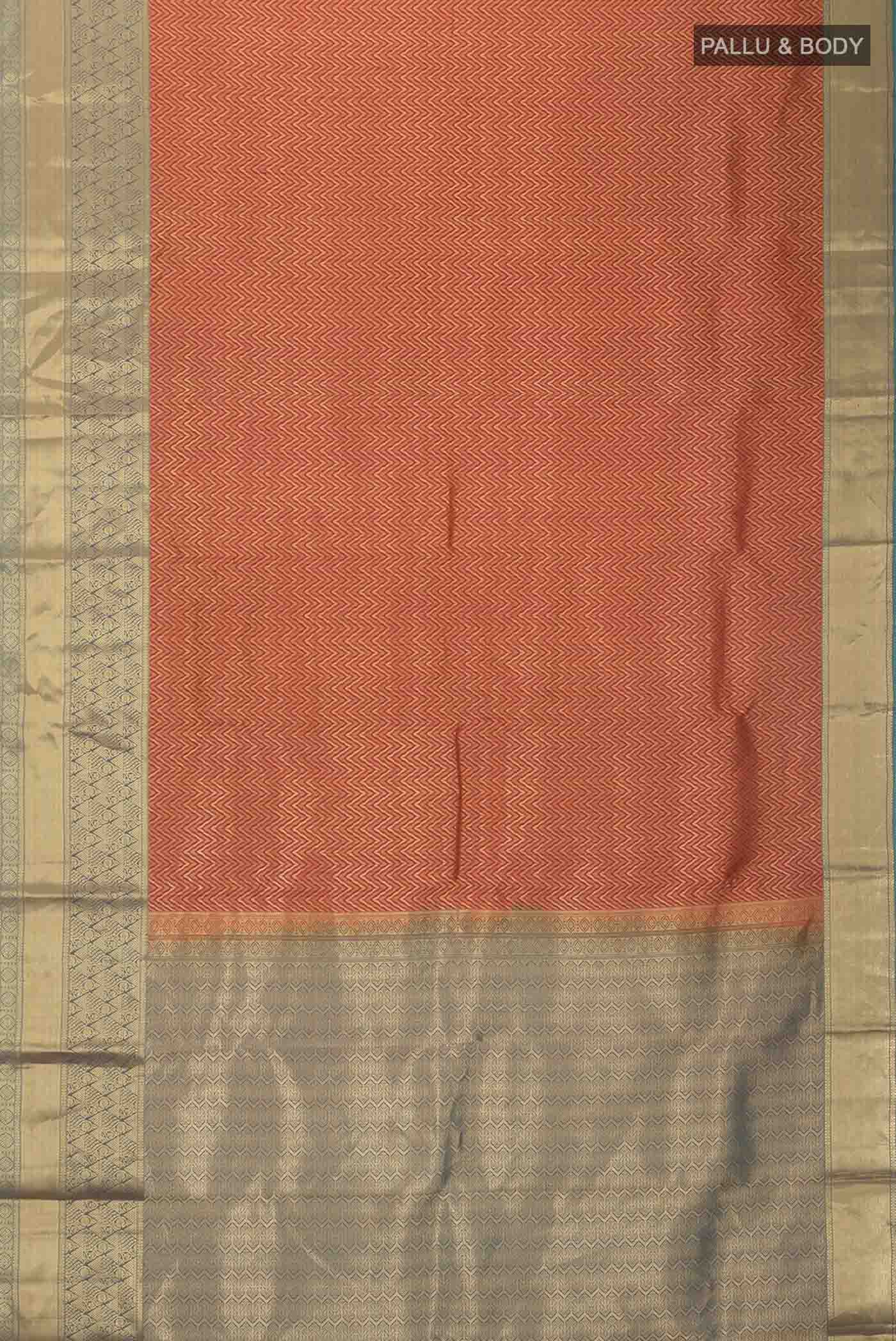Rust Kanjivaram Silk Saree - Image 6