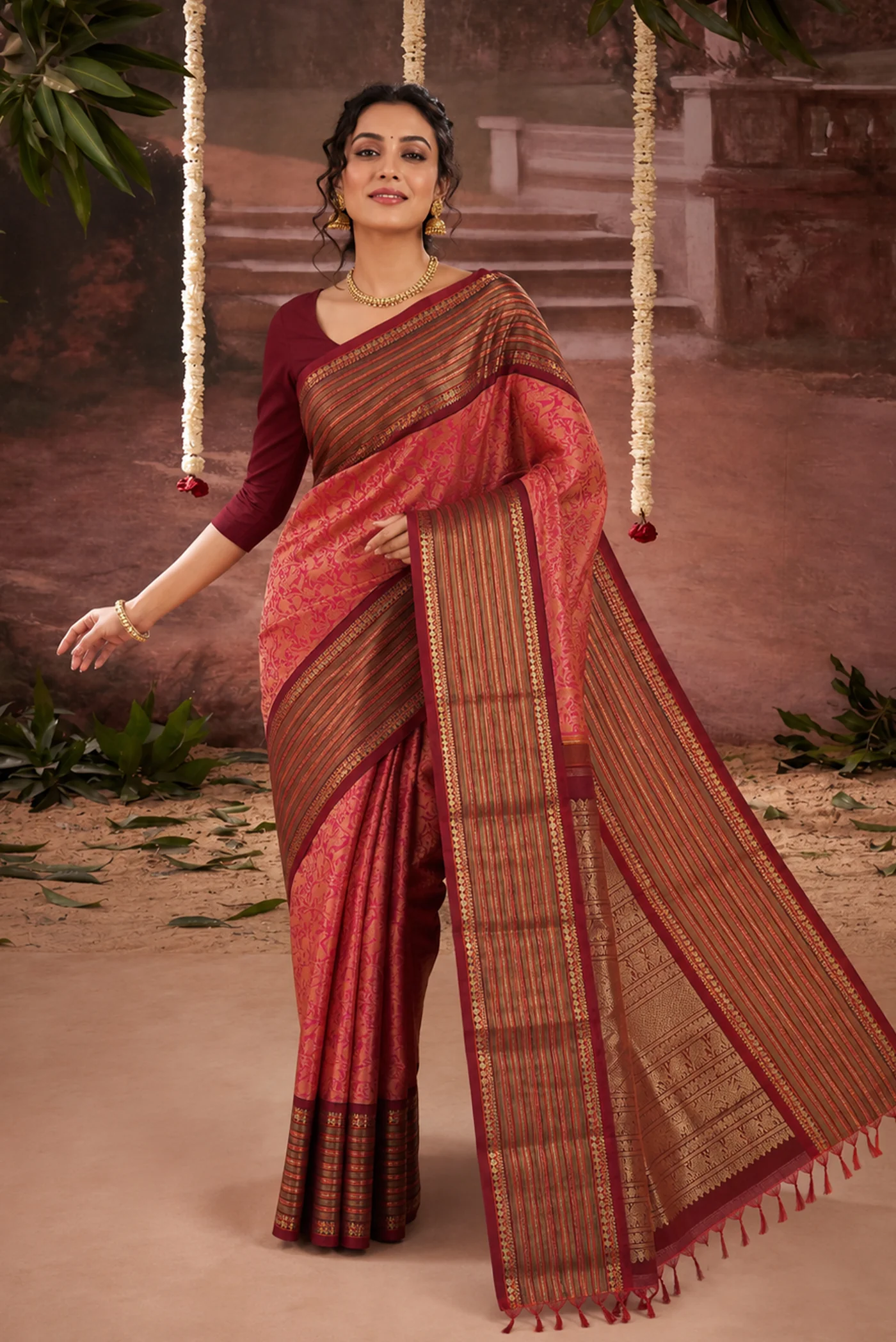 Pure Silk Pure Zari Multi Color Kanjivaram Saree