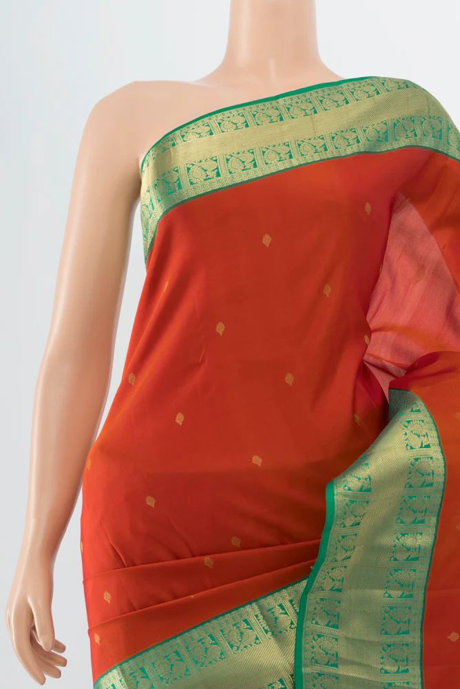 Rust Kanchipuram Silk Saree - Image 2