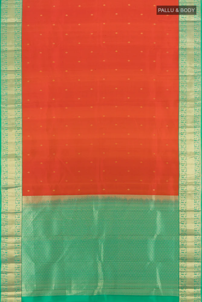 Rust Kanchipuram Silk Saree - Image 5