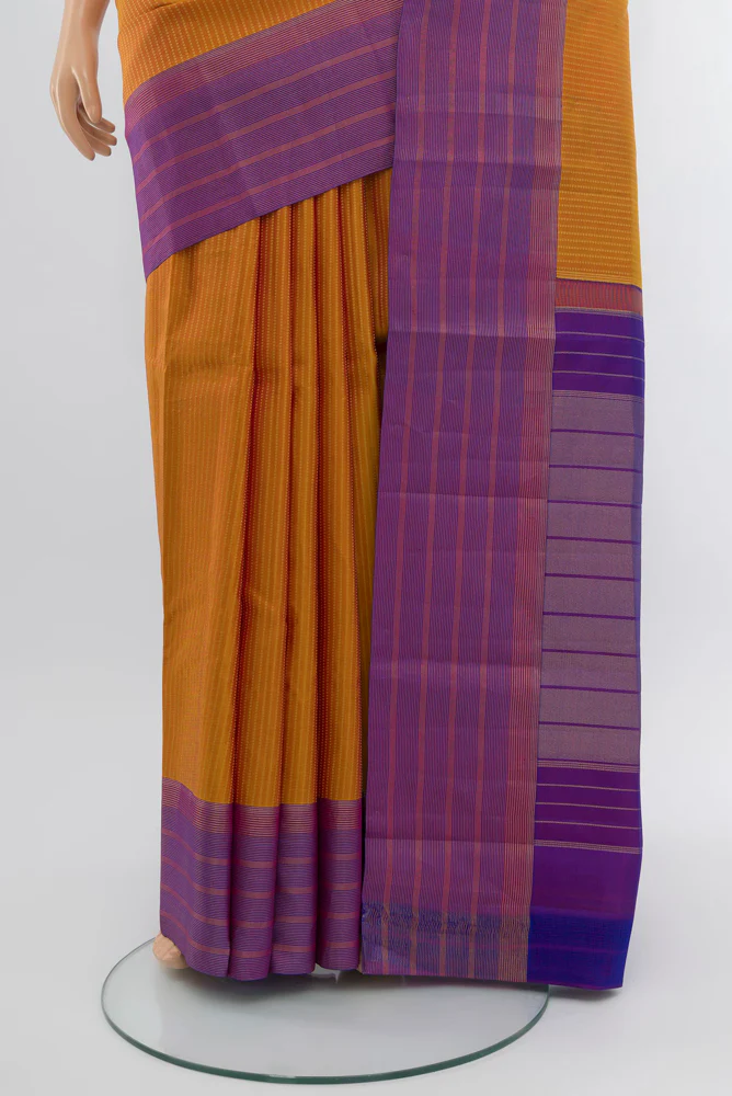 Mustard Kanchipuram Silk Saree - Image 3