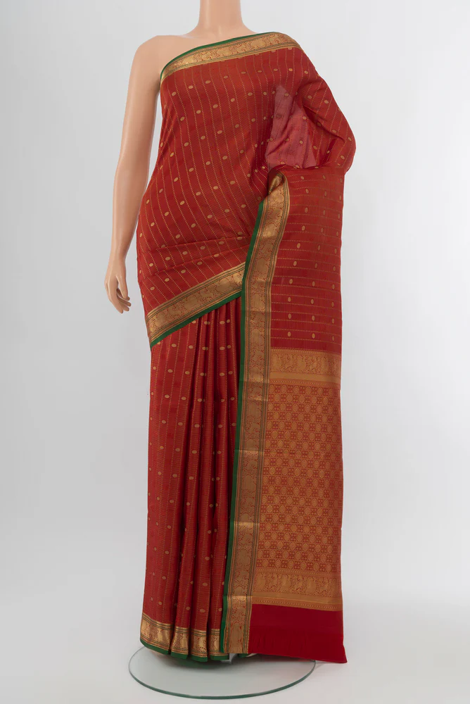 Rust Kanchipuram Silk Saree