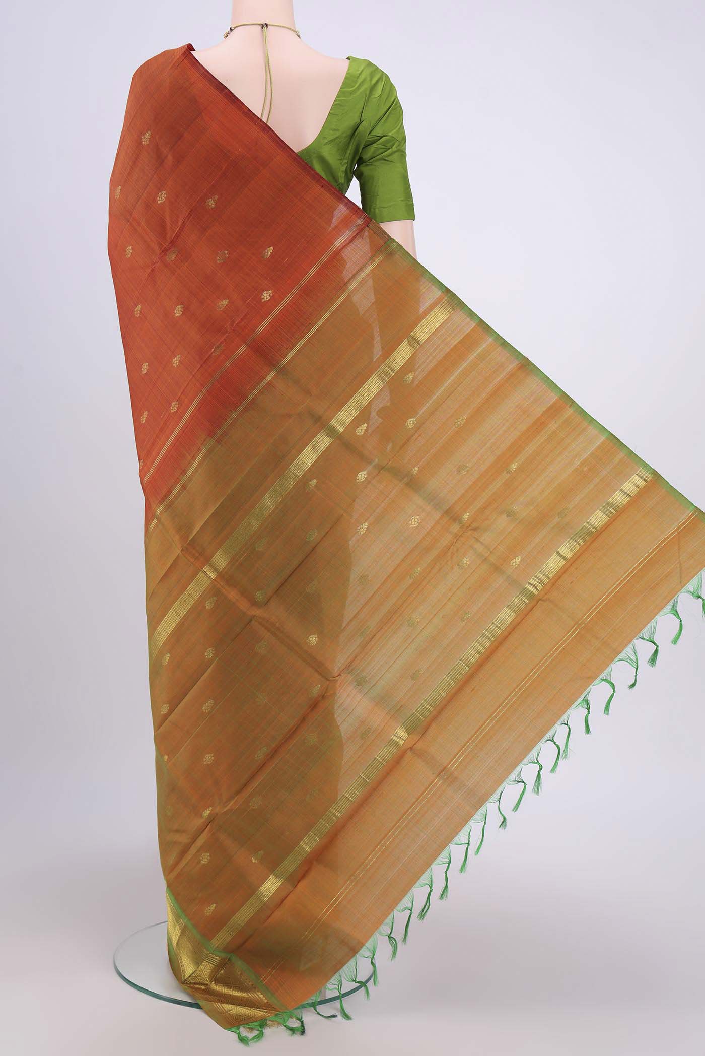 Rust Kanjivaram Silk Saree - Image 3