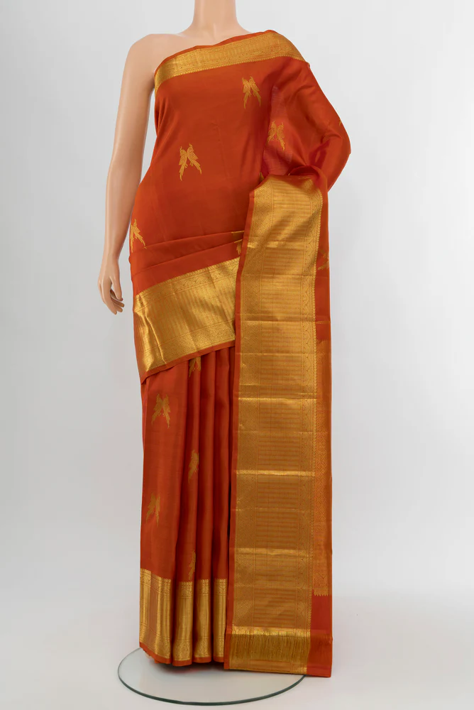 Rust Kanjivaram Silk Saree