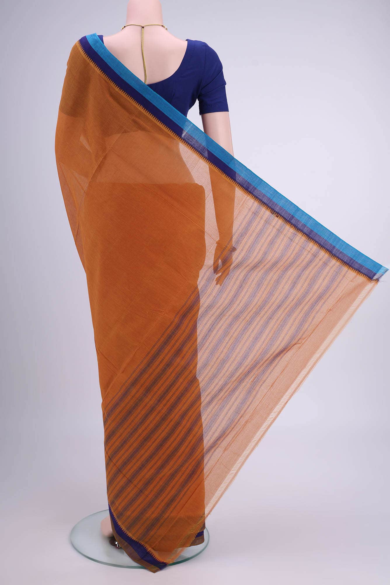 Rust Khadi Cotton Saree - Image 2