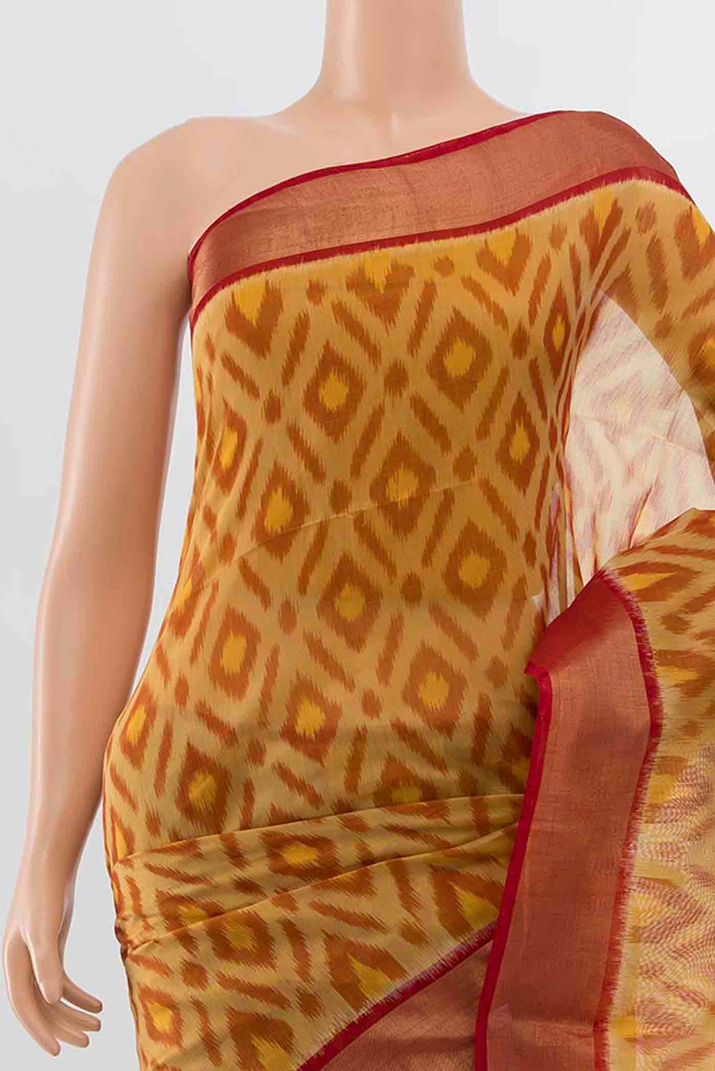 Rust Kora Cotton Saree - Image 2