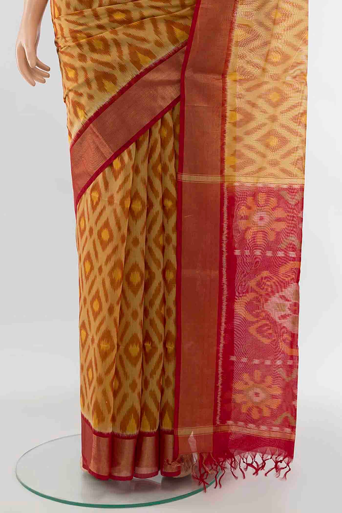 Rust Kora Cotton Saree - Image 3