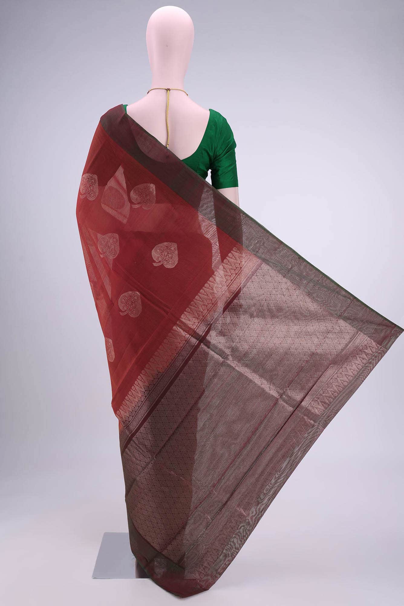 Rust Kota Cotton Saree - Image 2