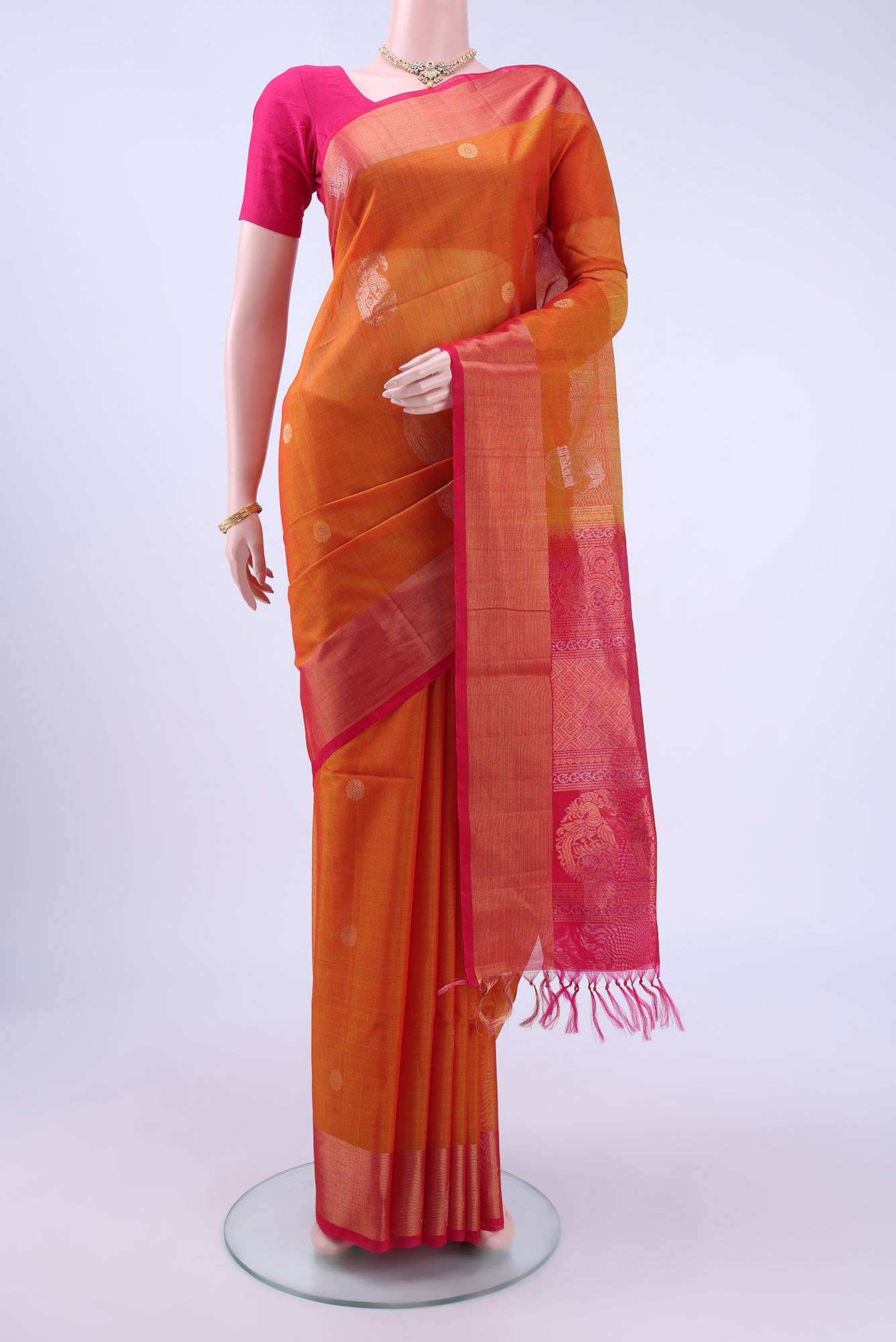 Rust Kota Cotton Saree