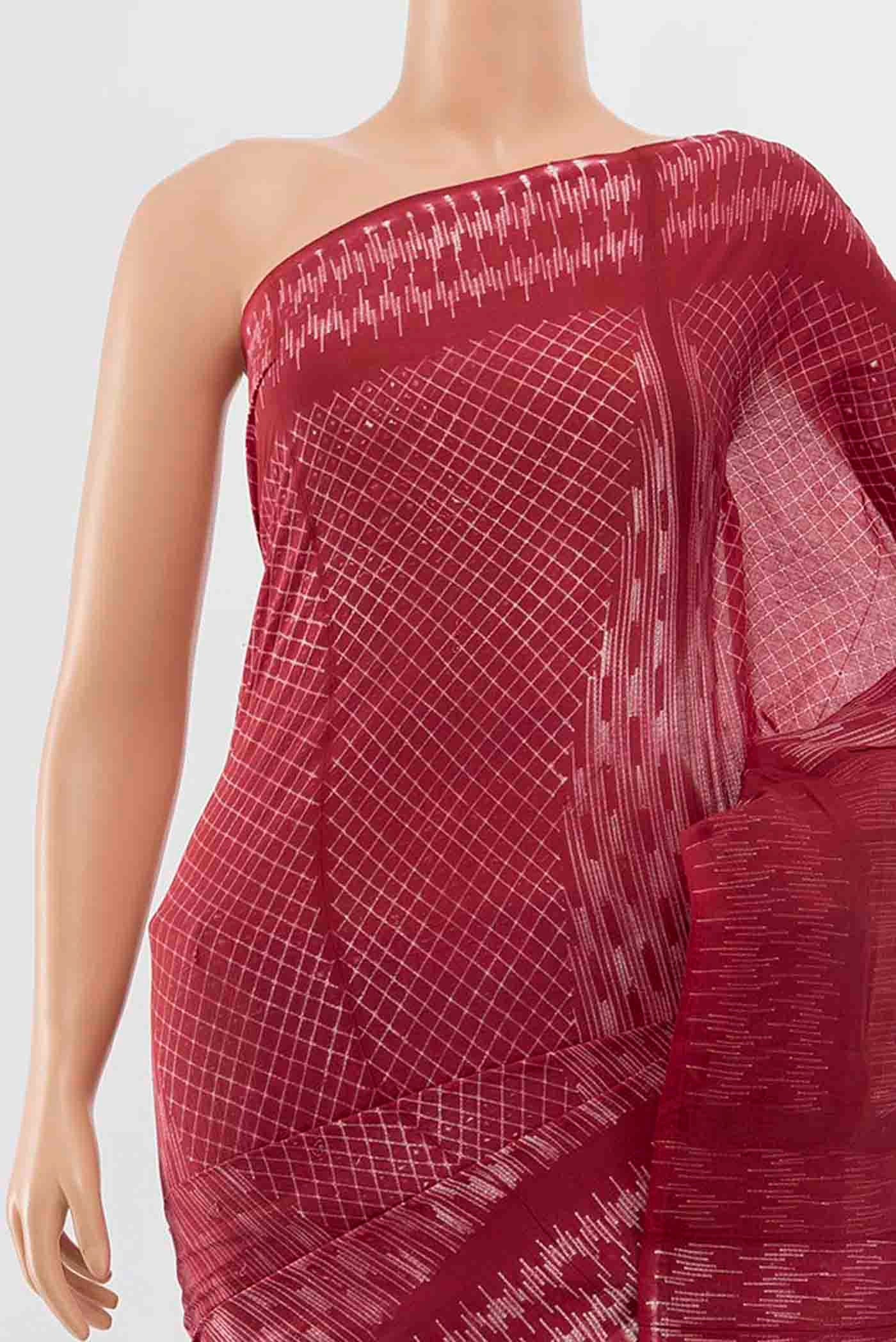 Maroon Cotton Saree - Image 2