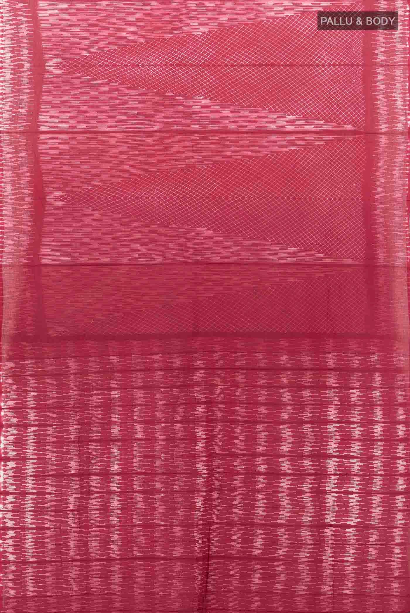 Maroon Cotton Saree - Image 5