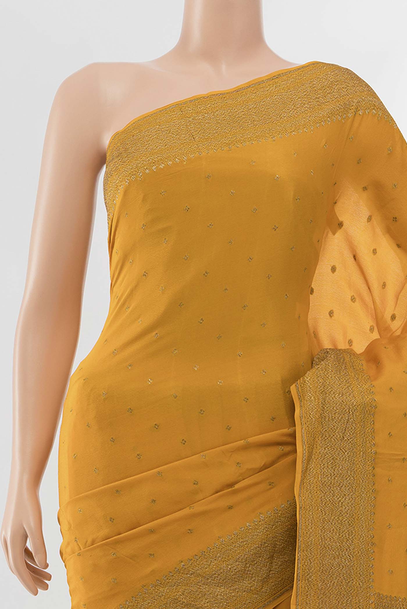 Mustard Banarasi Georgette Saree - Image 2