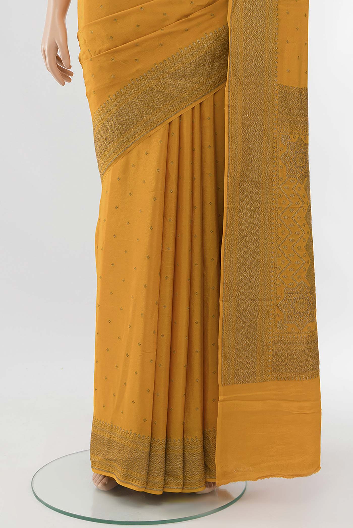 Mustard Banarasi Georgette Saree - Image 3
