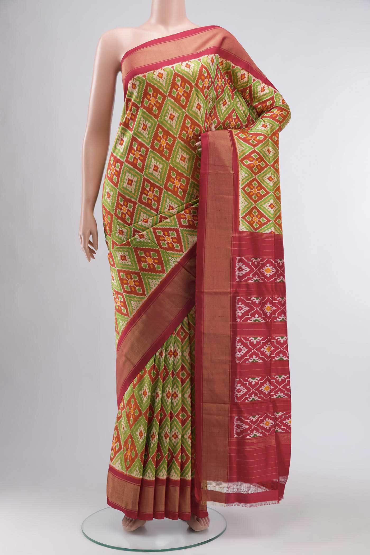 Rust Pochampally Silk Saree