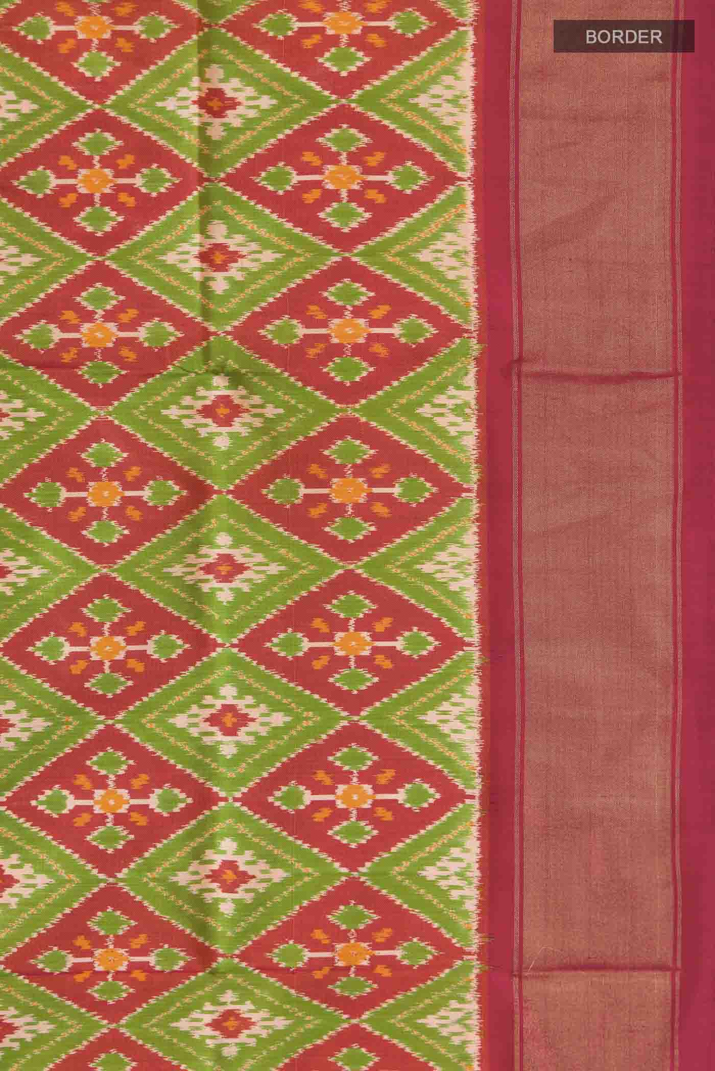 Rust Pochampally Silk Saree - Image 3