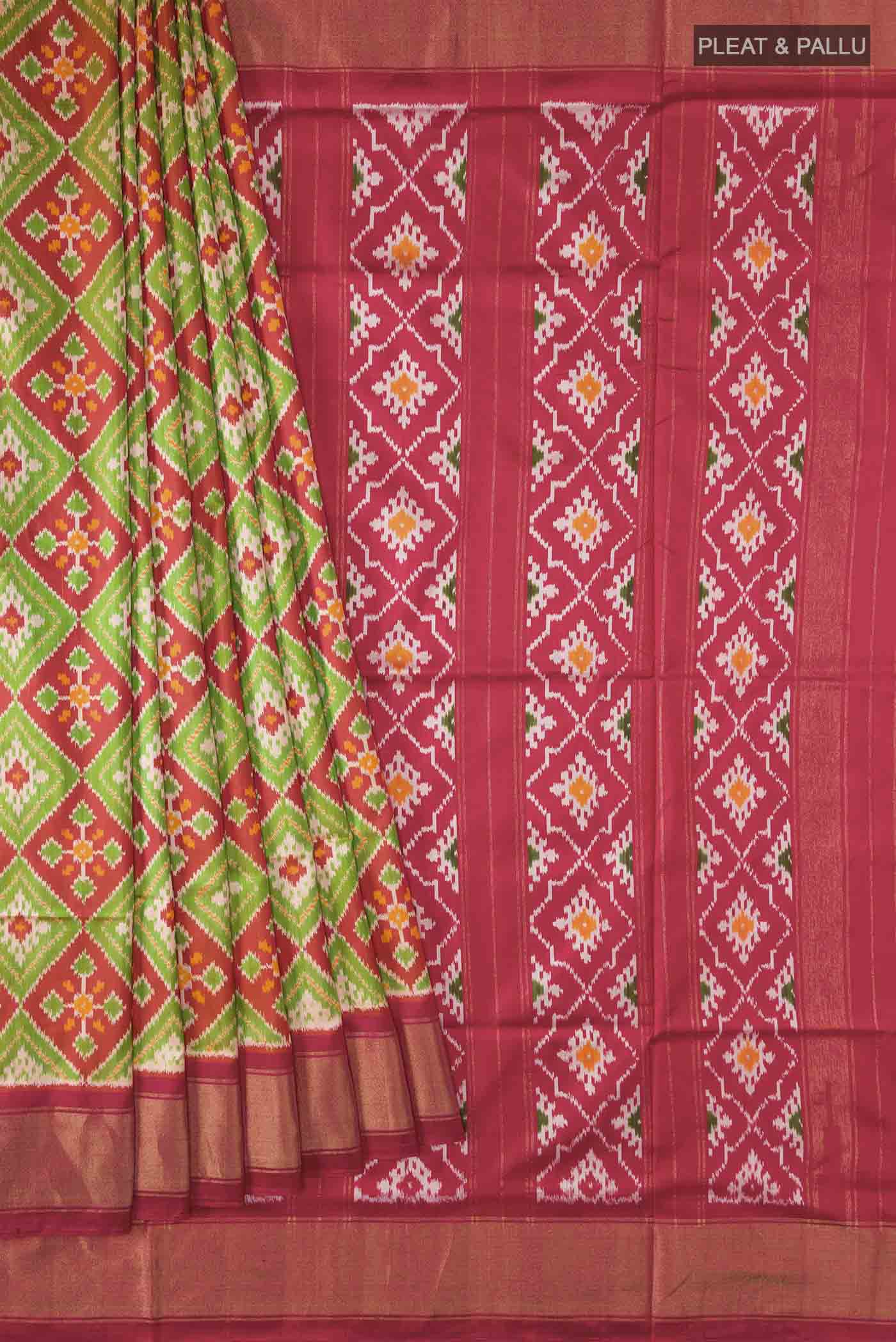 Rust Pochampally Silk Saree - Image 4