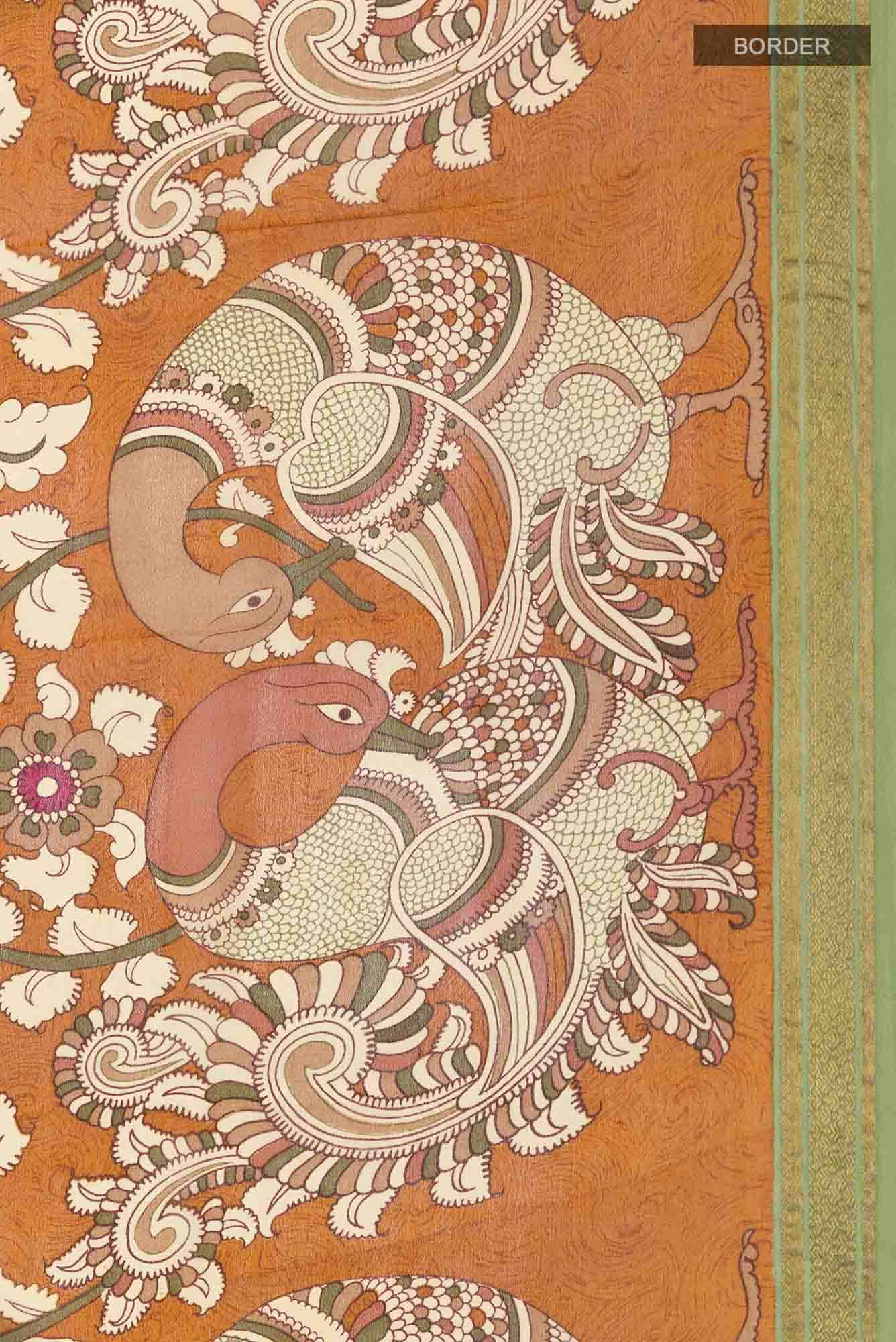 Rust Satin Silk Saree - Image 4
