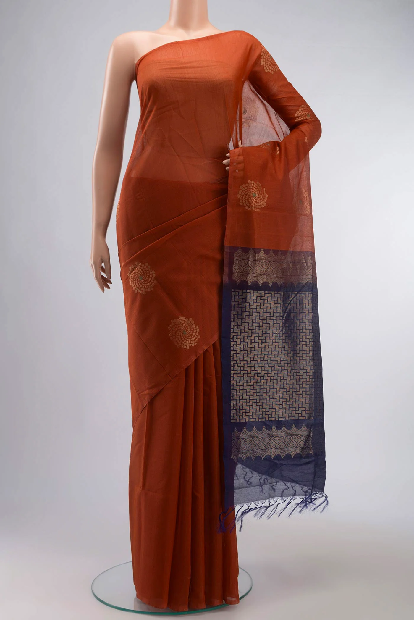 Rust Silk Cotton Saree