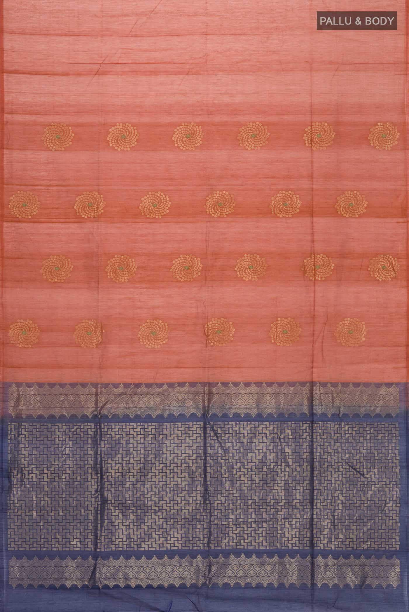 Rust Silk Cotton Saree - Image 3