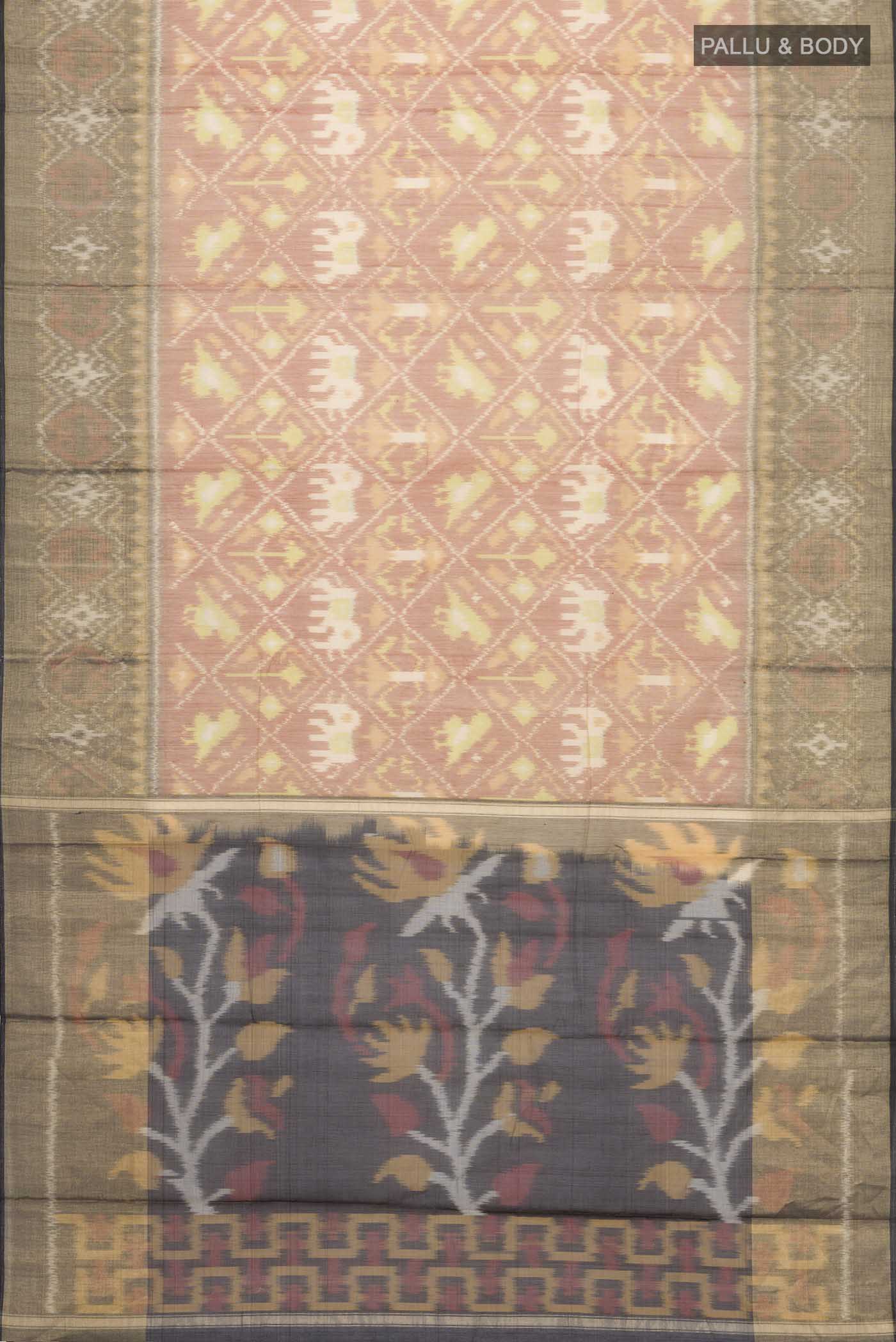 Rust Silk Cotton Saree - Image 5