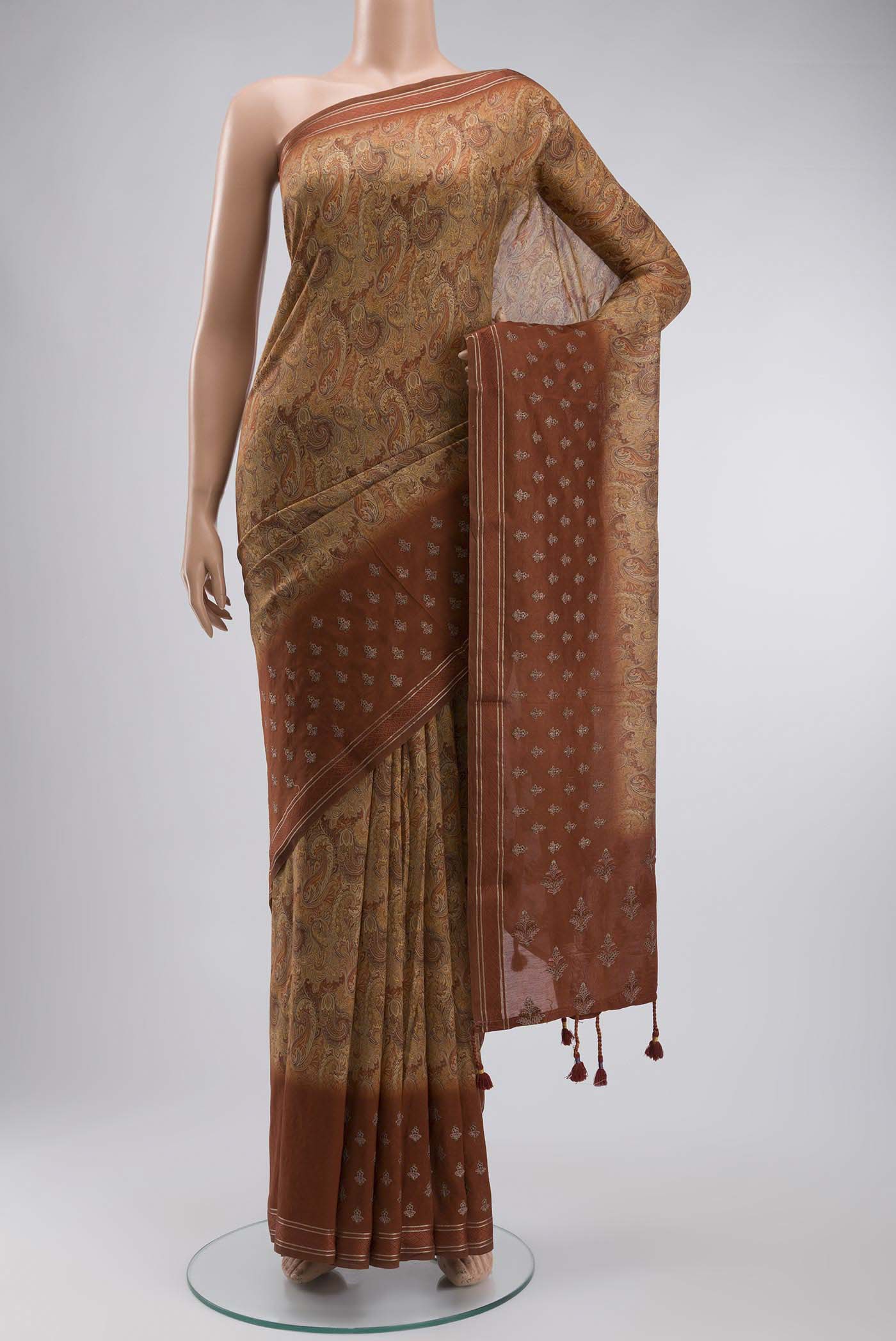 Rust Silk Cotton Saree