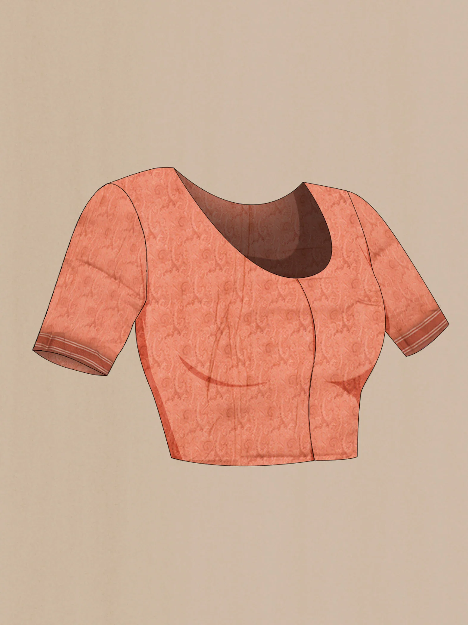 Rust Silk Cotton Saree - Image 2