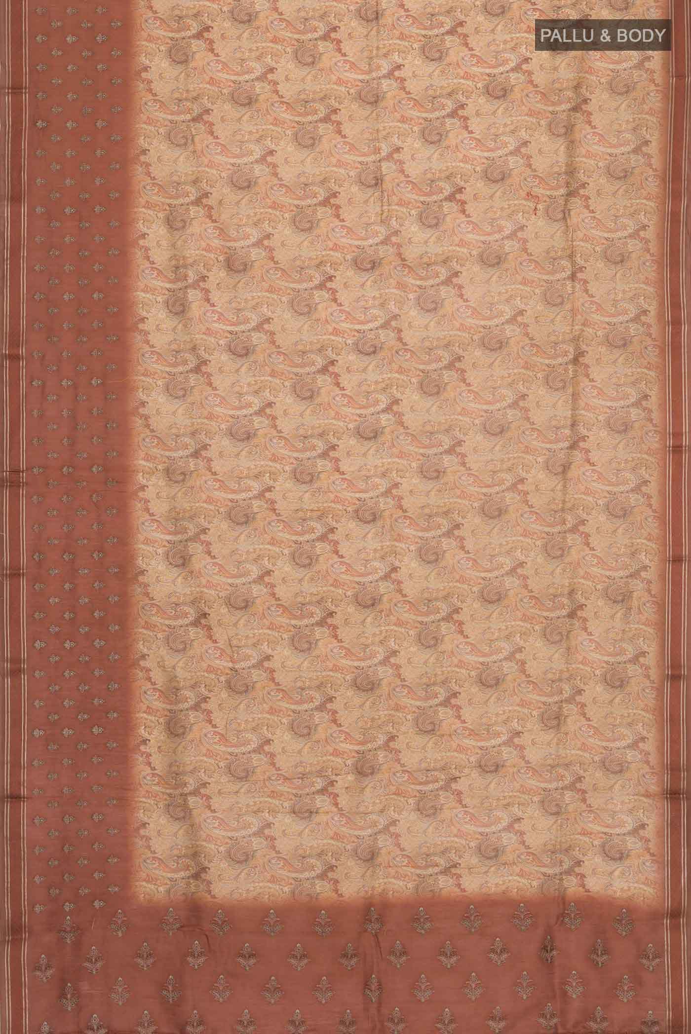 Rust Silk Cotton Saree - Image 3