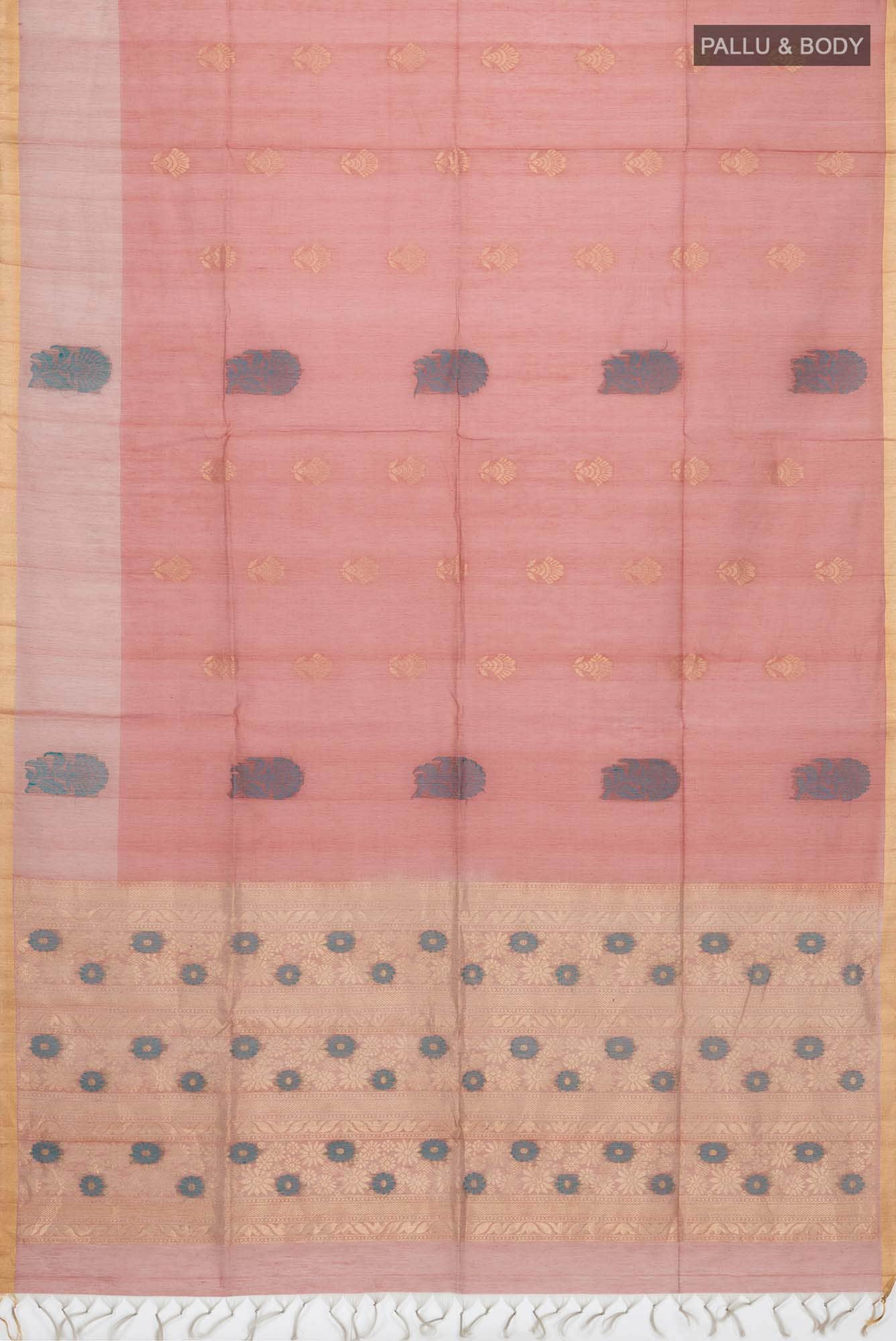 Rust Silk Cotton Saree - Image 2