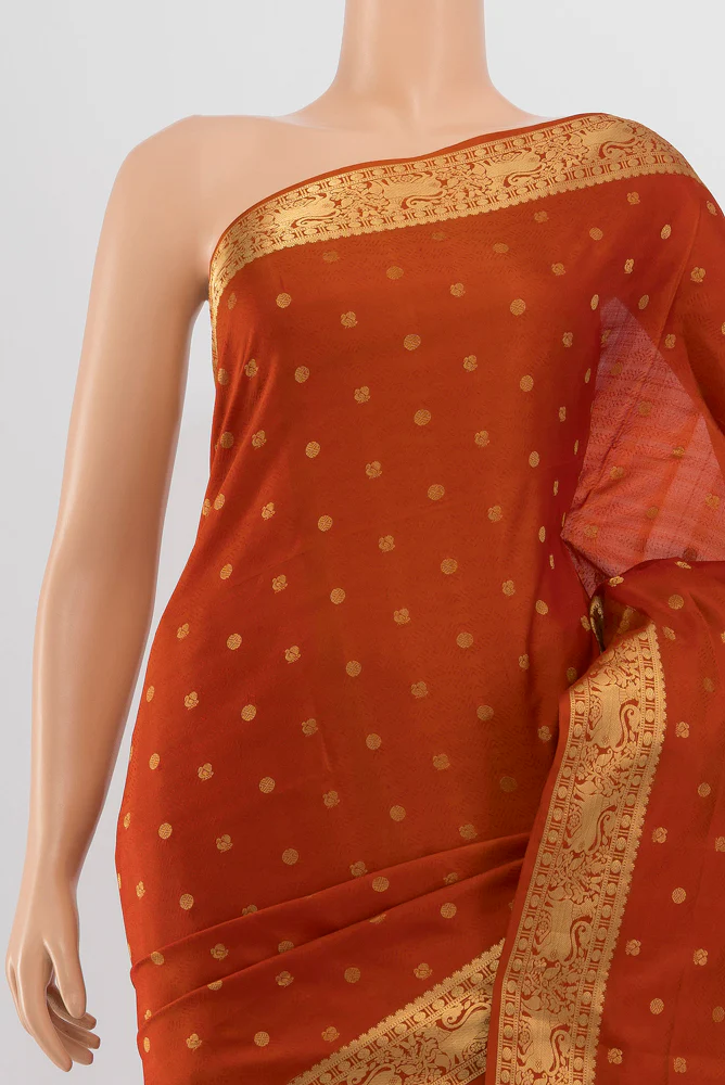 Rust Soft Silk Saree - Image 2