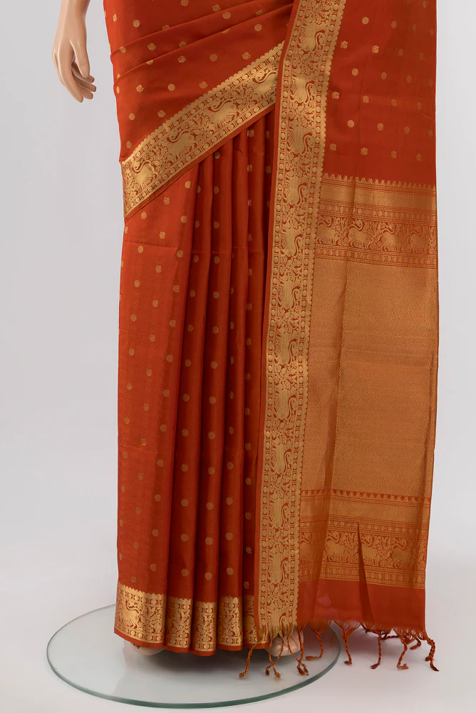 Rust Soft Silk Saree - Image 3