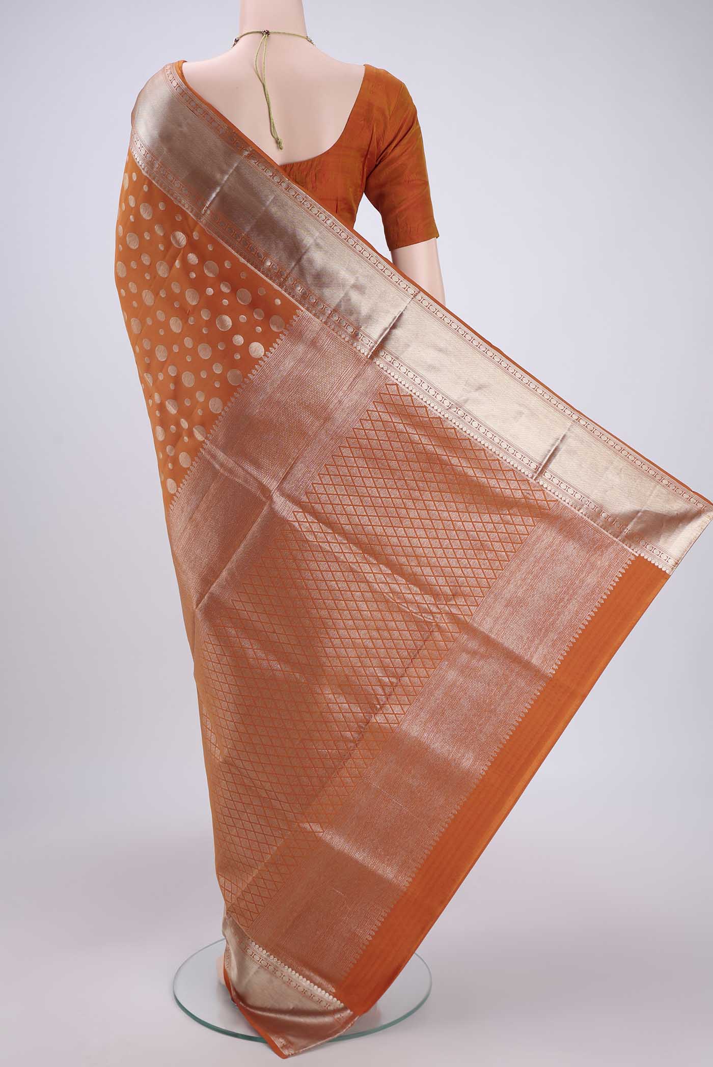 Rust Soft Silk Saree - Image 3