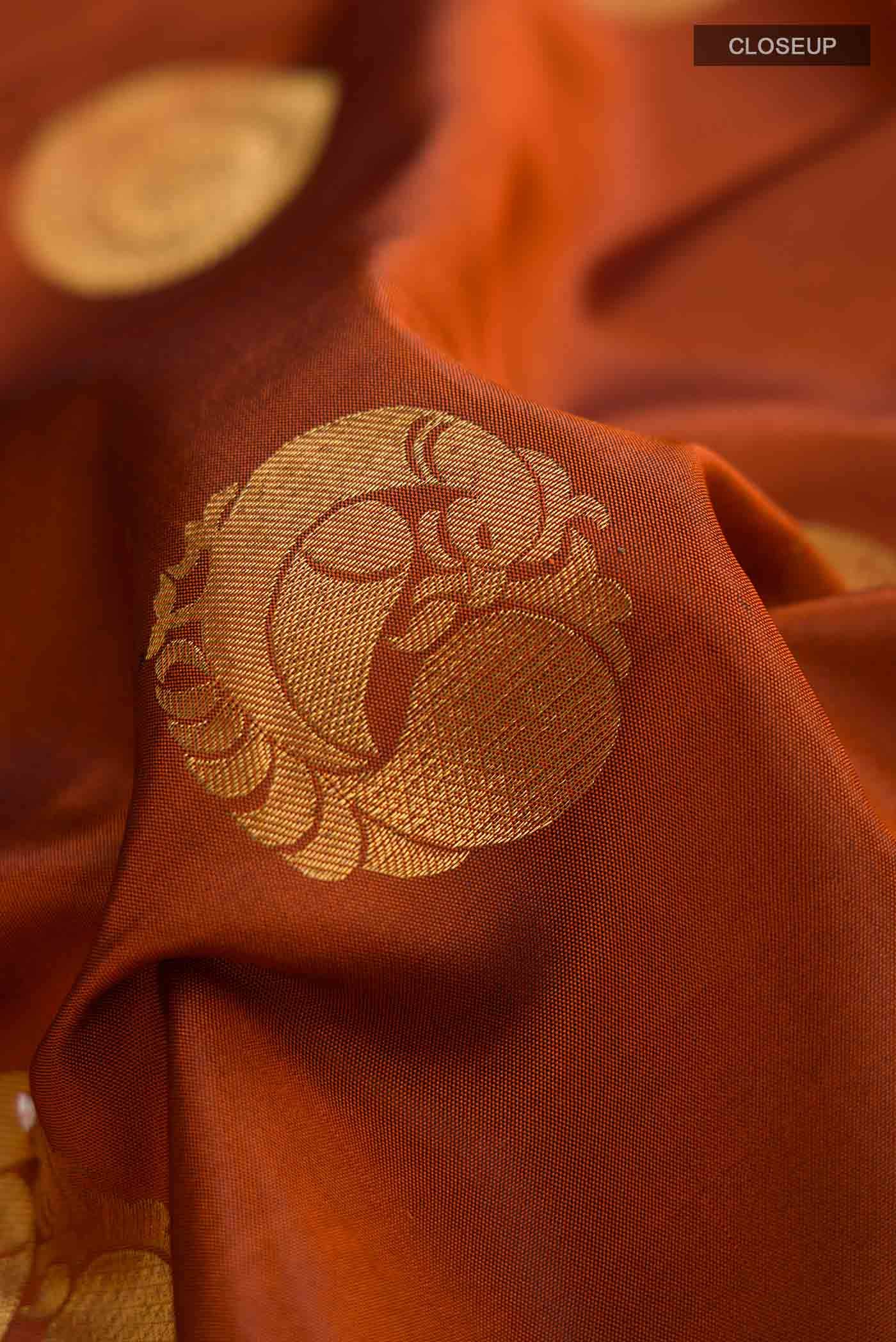 Rust Soft Silk Saree - Image 2