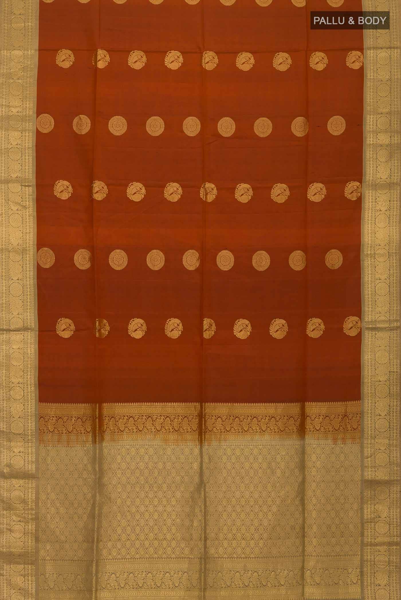 Rust Soft Silk Saree - Image 3