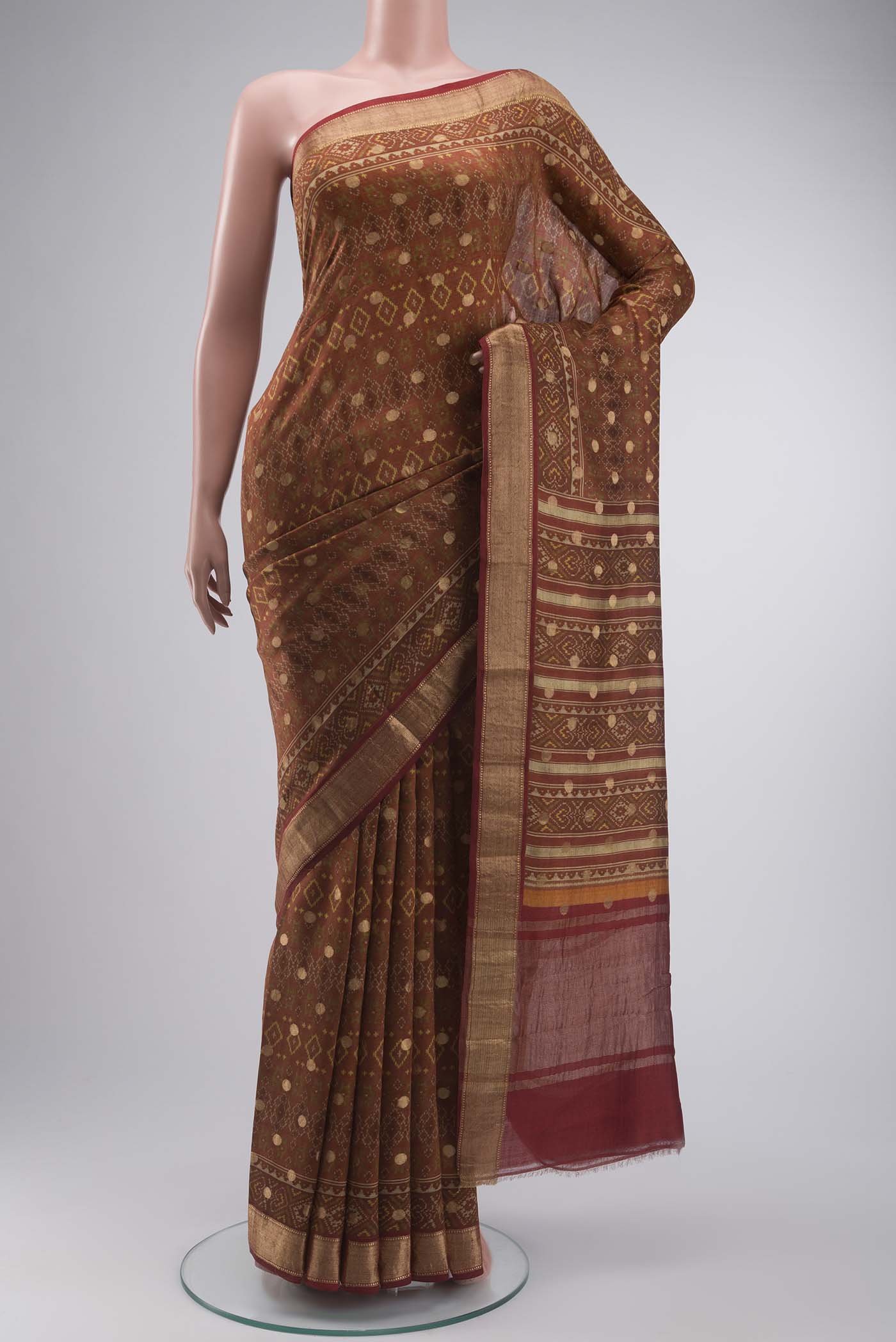 Brown Tussar Silk Saree
