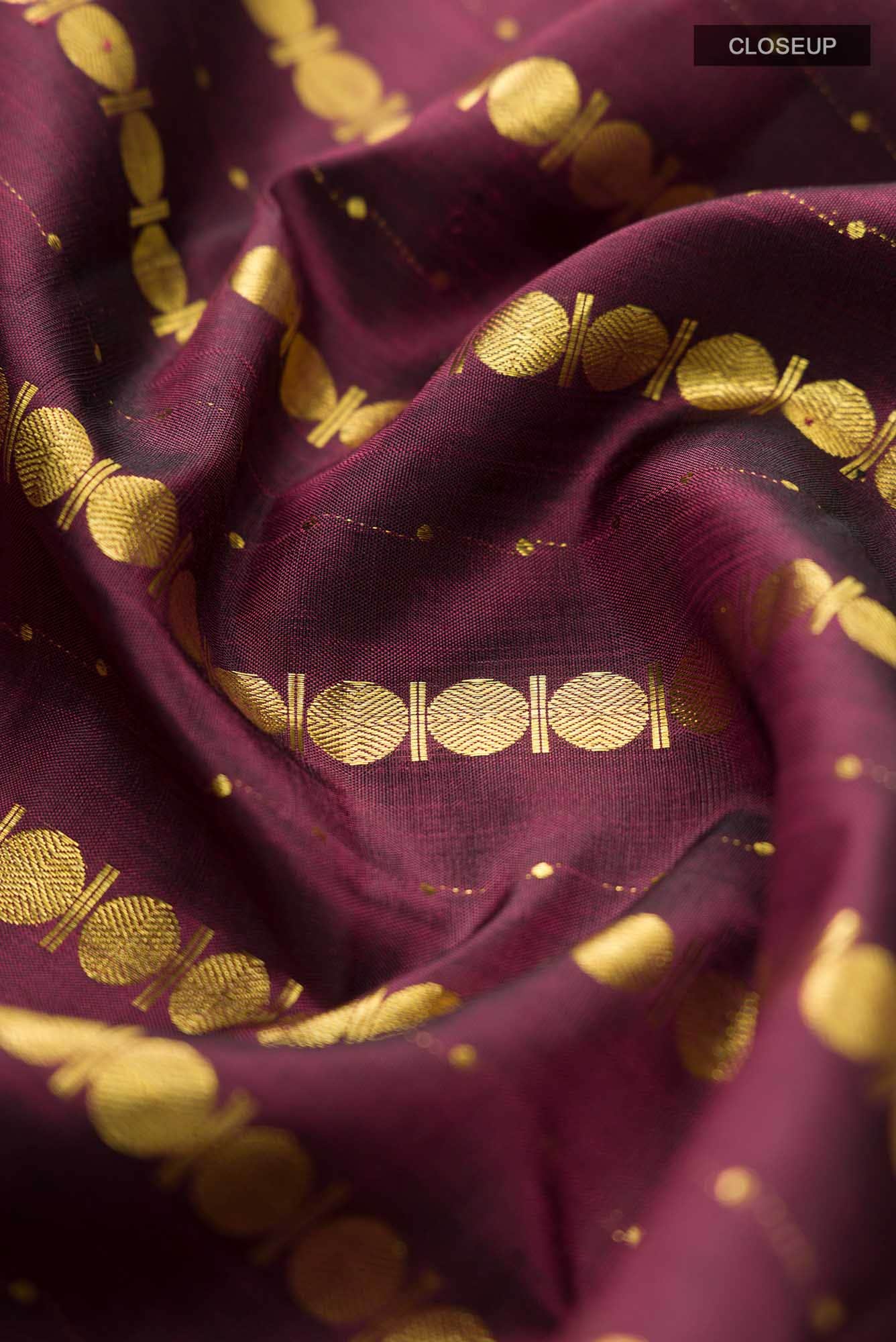Sadhvi-Maroon Kanchipuram Silk Saree - Image 3