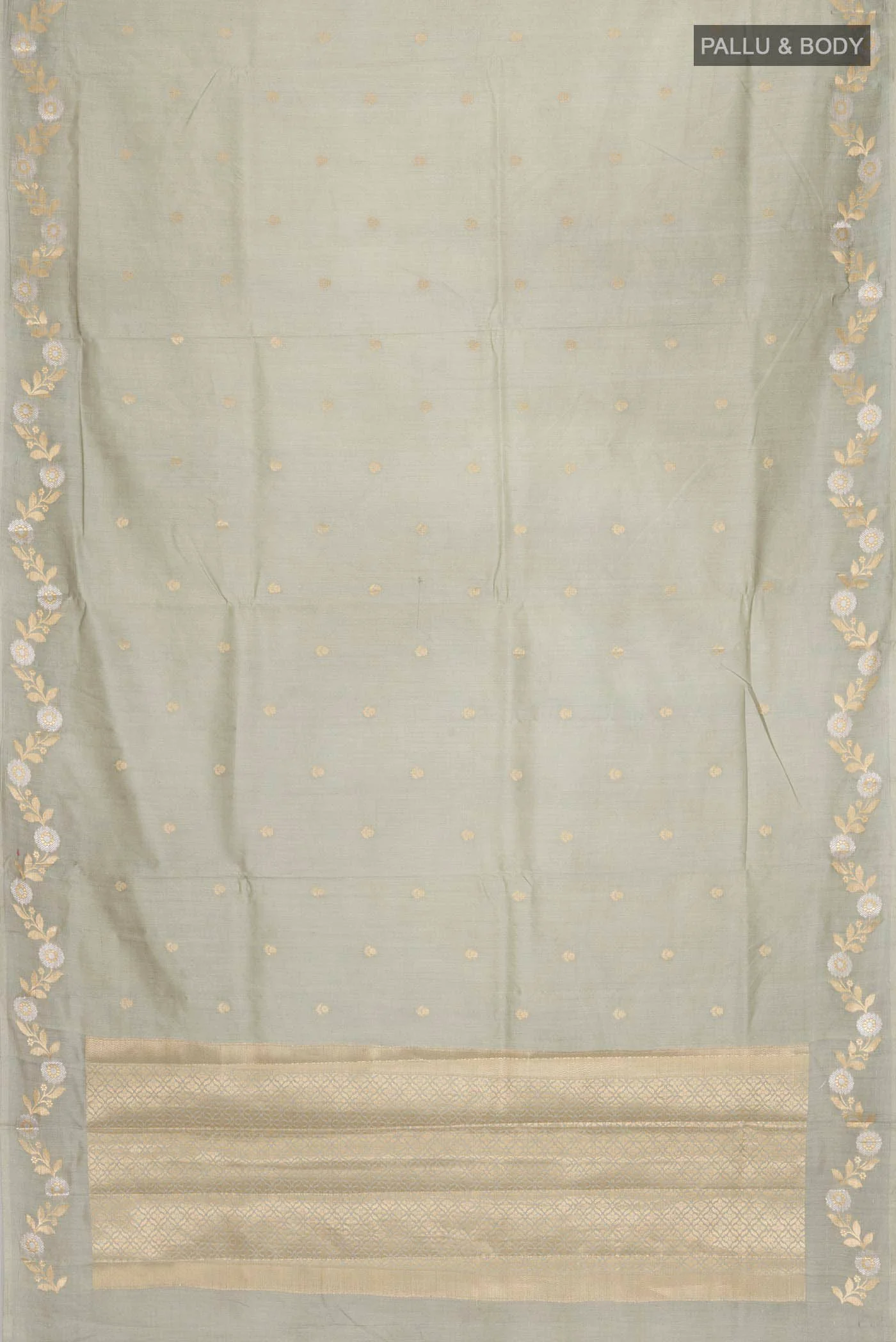 Sage Green Banarasi Raw Silk Saree - Image 5