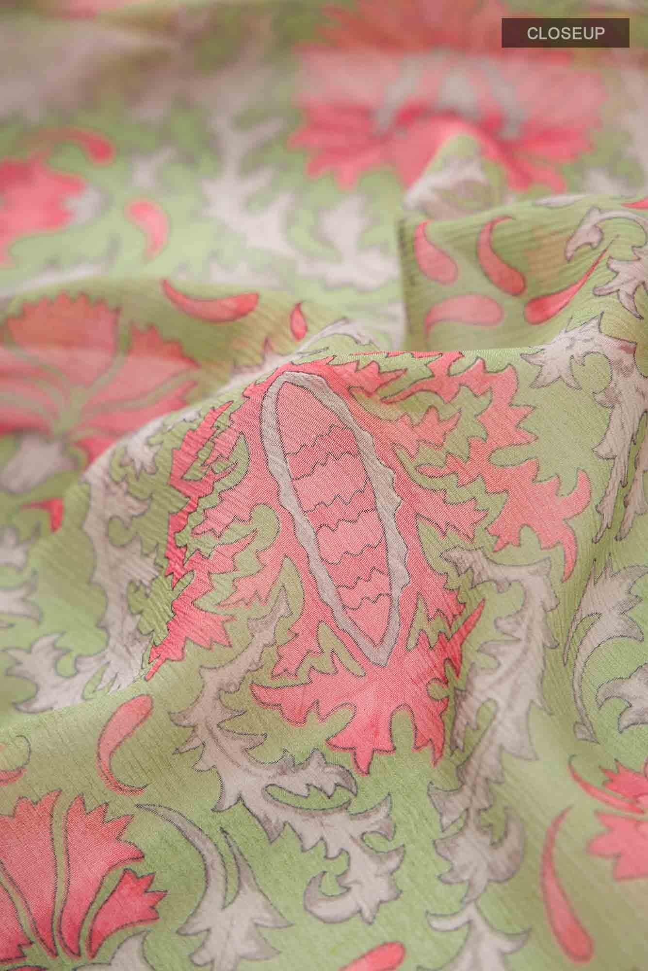 Sage Green Chiffon Saree - Image 3
