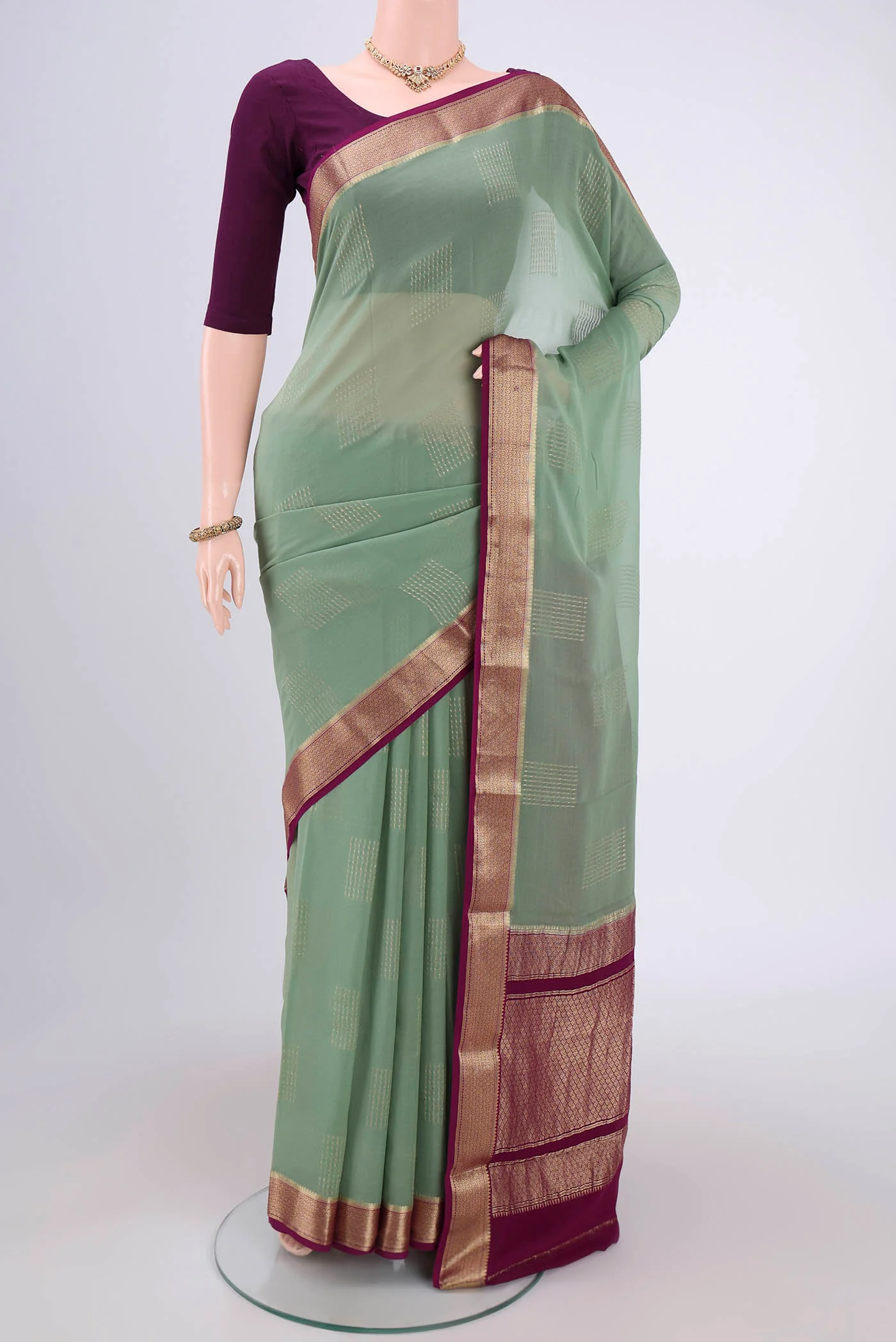 Sage Green Georgette Saree