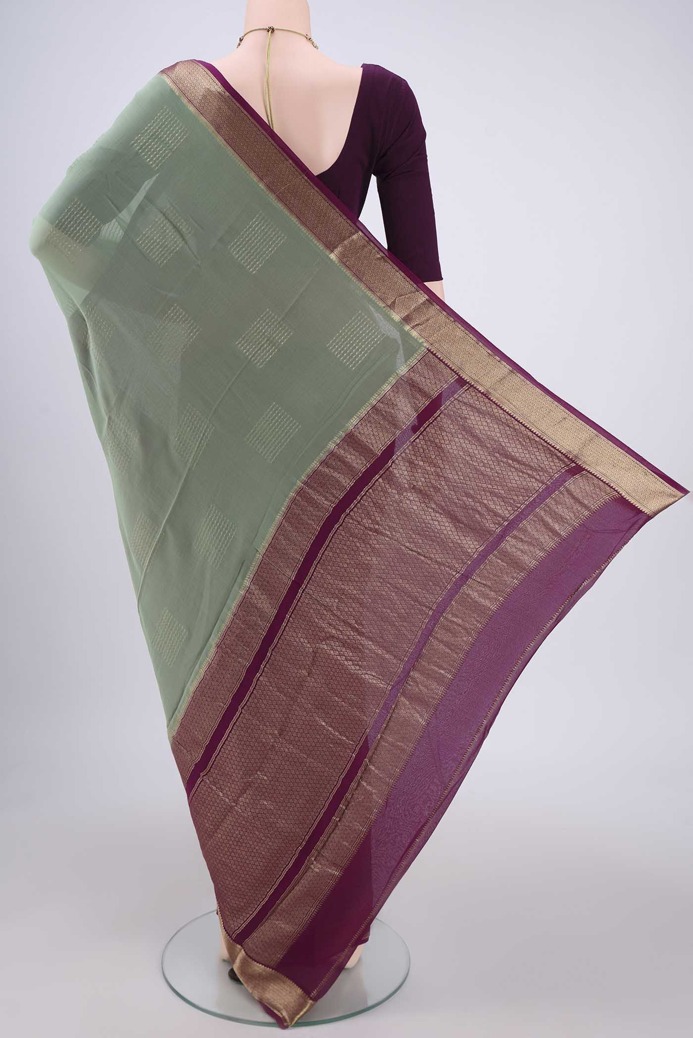 Sage Green Georgette Saree - Image 3