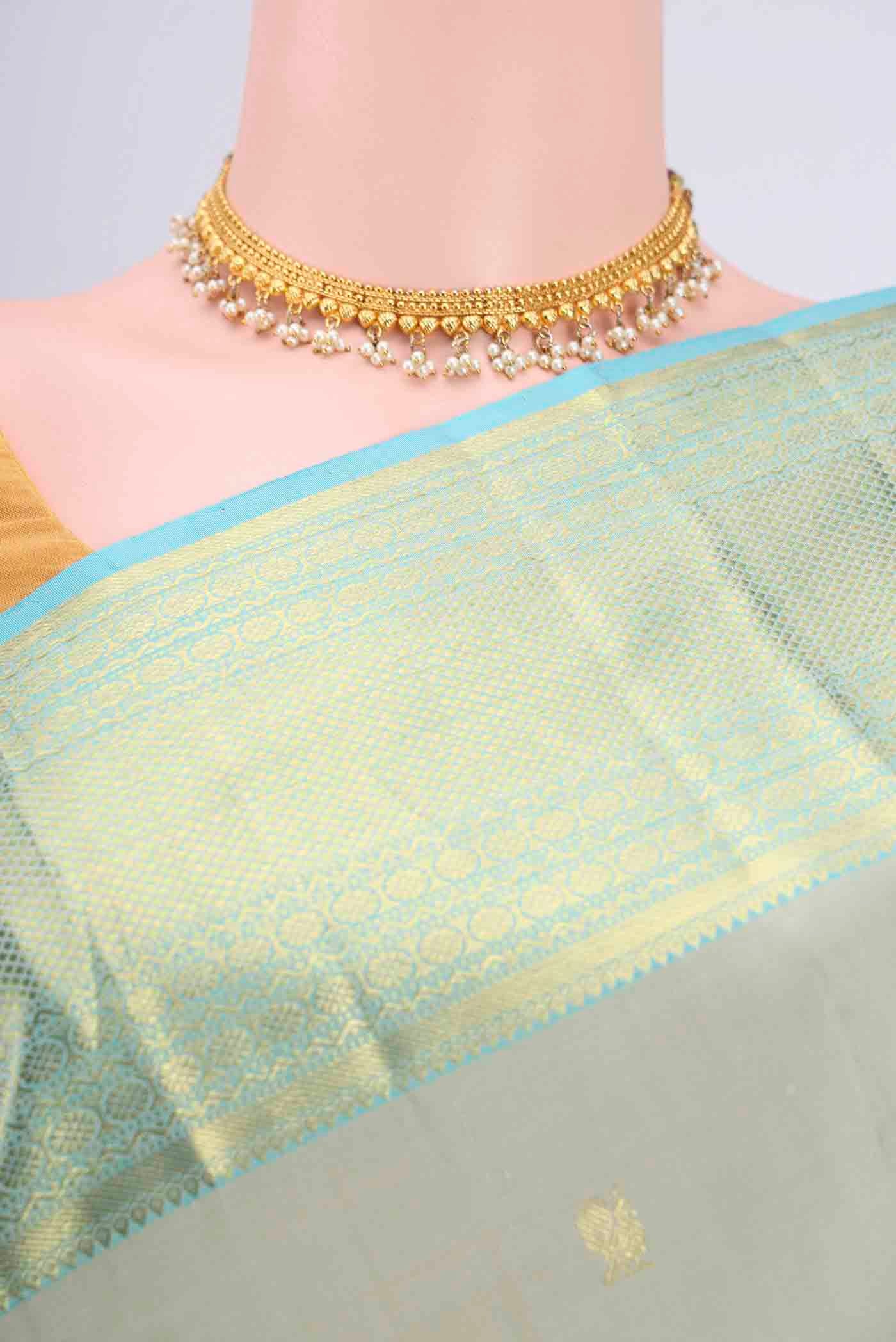 Sage Green Kanchipuram Saree - Image 2
