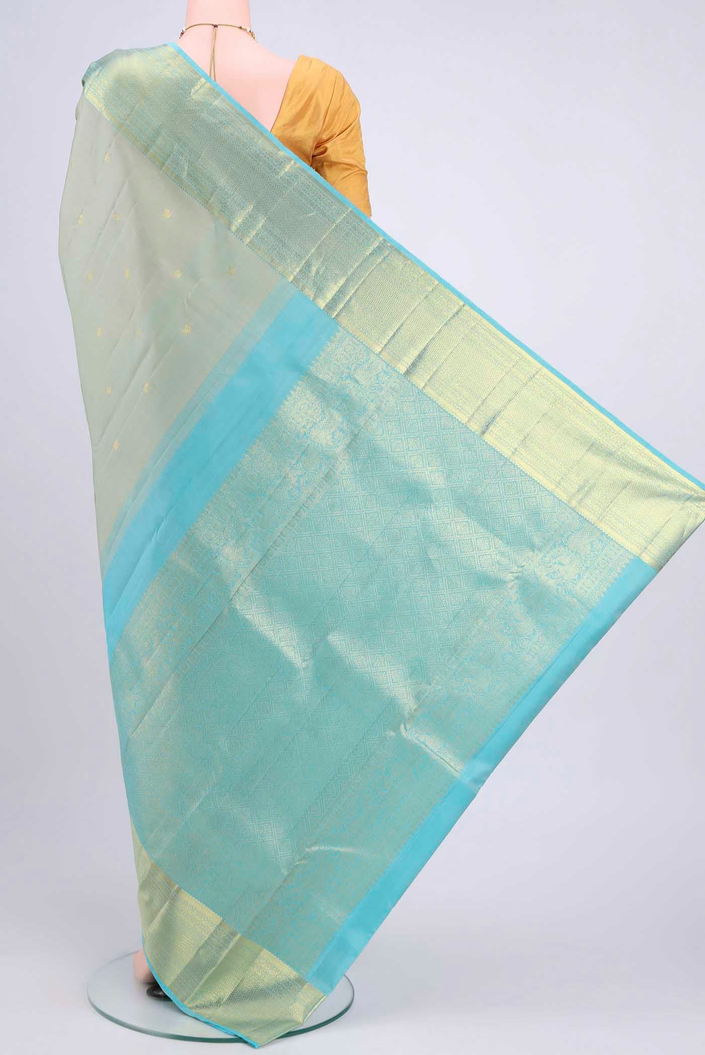 Sage Green Kanchipuram Saree - Image 3