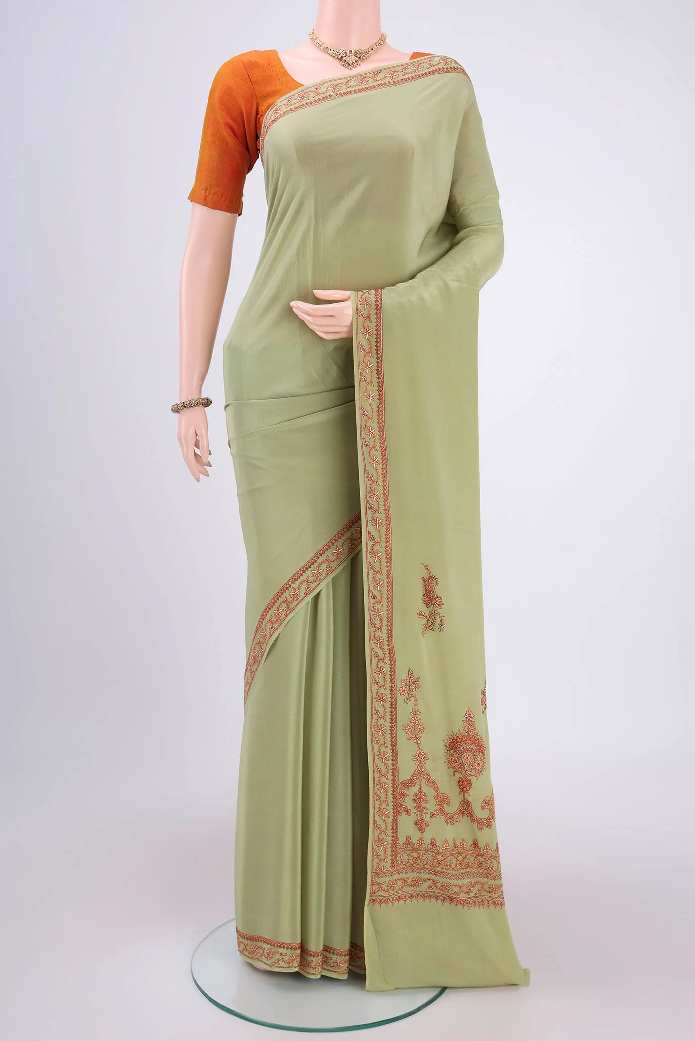 Sage Green Kashmiri Saree