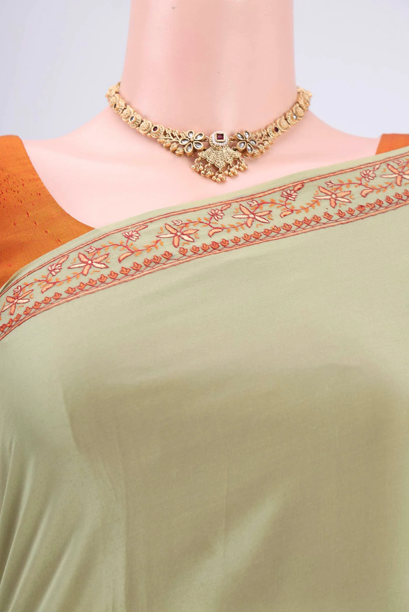 Sage Green Kashmiri Saree - Image 2