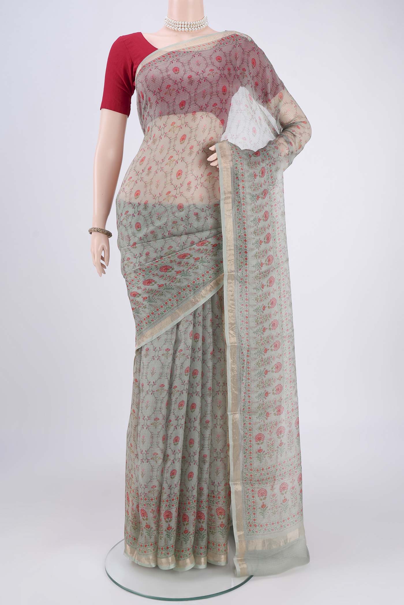Grey Kota Silk Saree